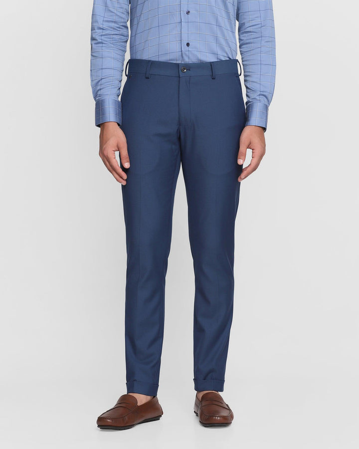 Super Slim Phoenix Formal Blue Solid Trouser - Saber