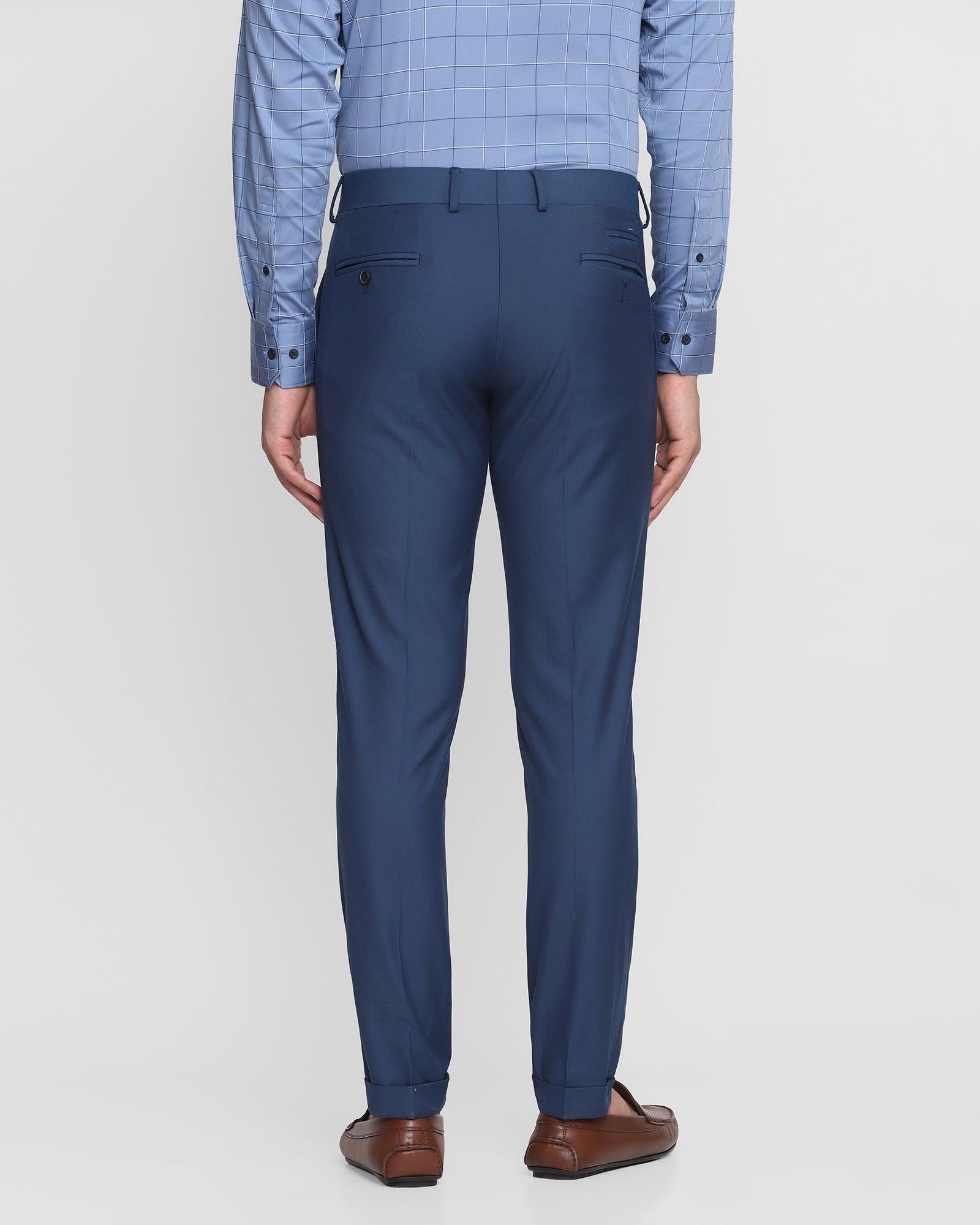 Super Slim Phoenix Formal Blue Solid Trouser - Saber