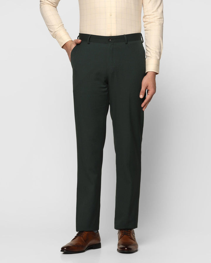 Straight B-90 Formal Bottle Green Solid Trouser - Bedward