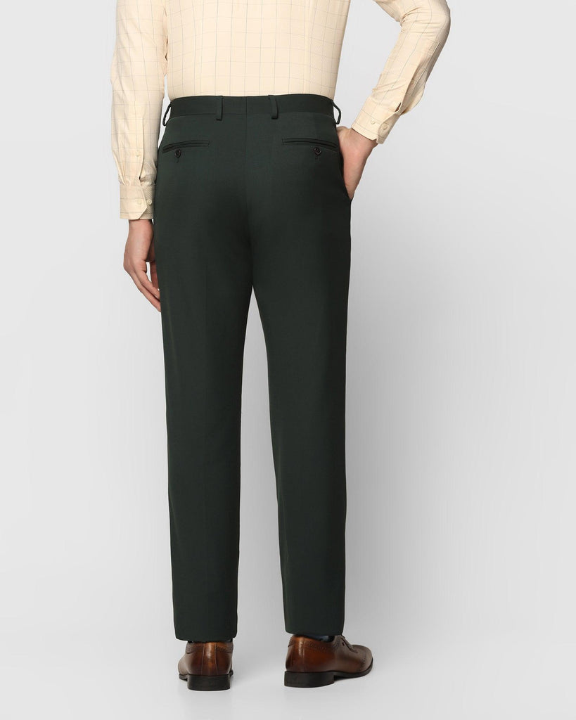 Straight B-90 Formal Bottle Green Solid Trouser - Bedward