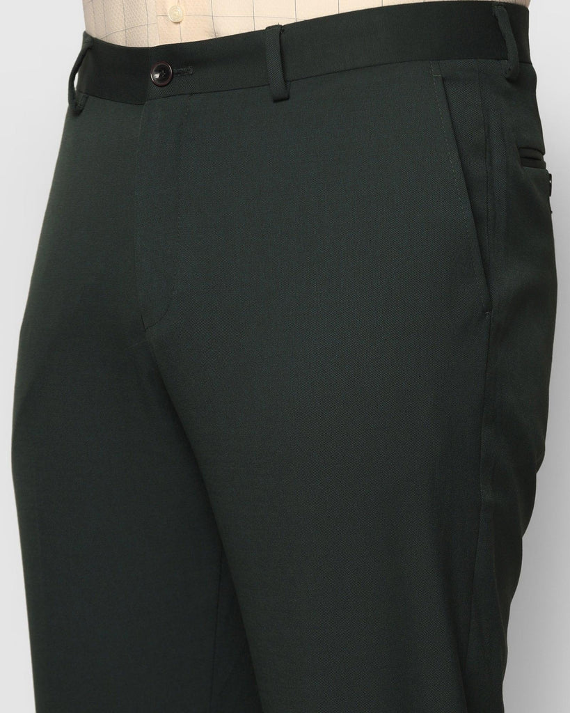 Straight B-90 Formal Bottle Green Solid Trouser - Bedward