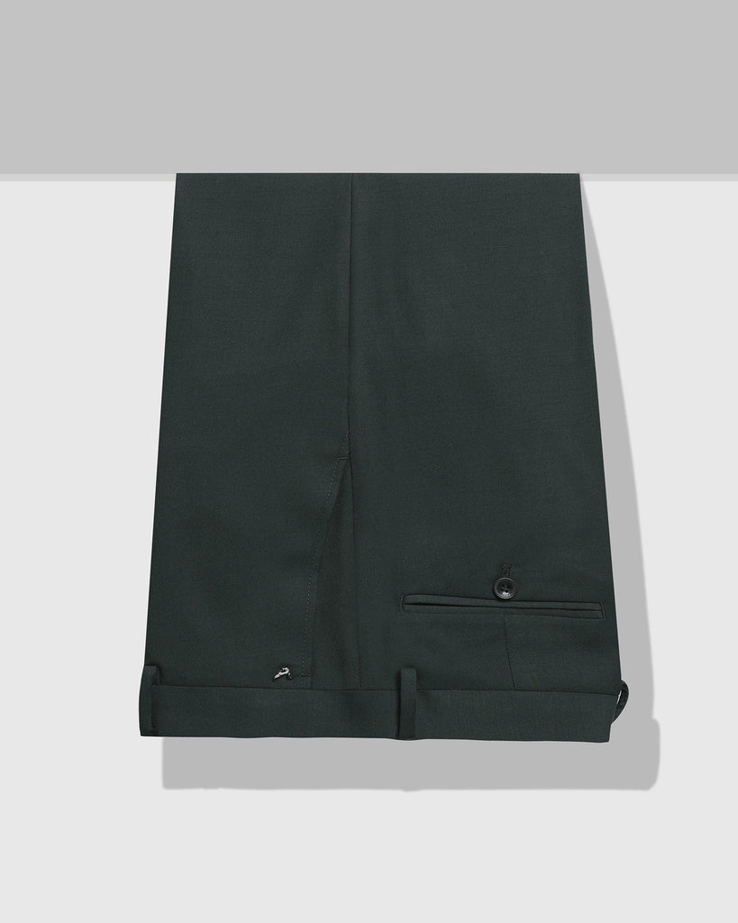 Straight B-90 Formal Bottle Green Solid Trouser - Bedward