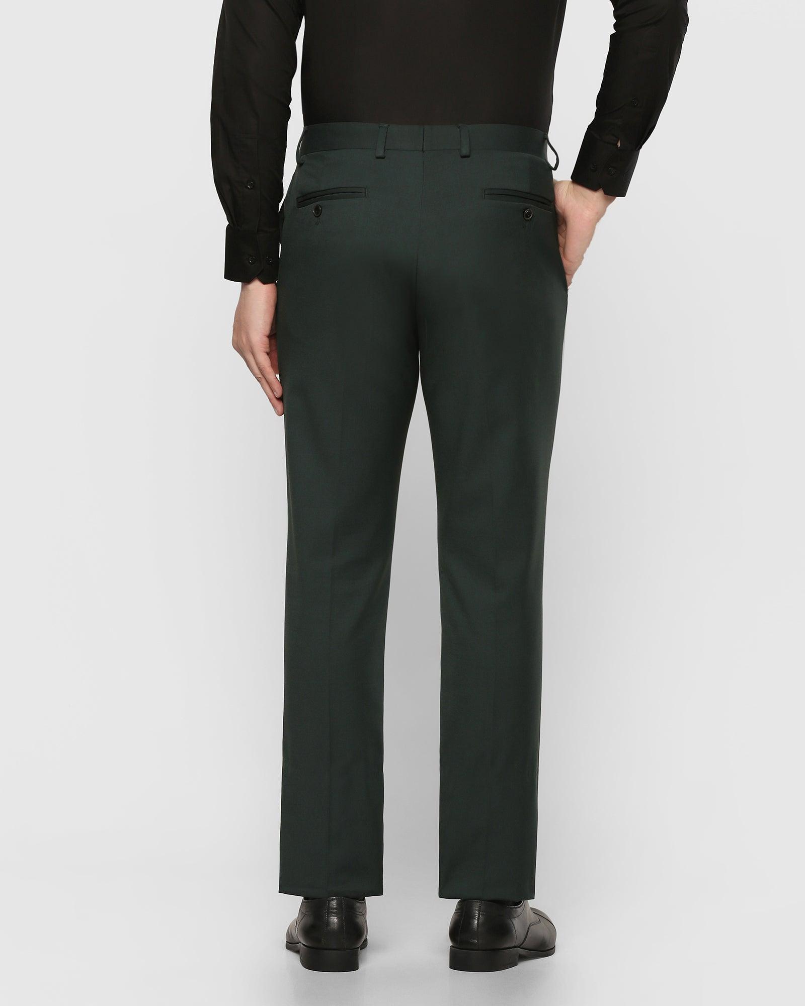 Cotton Dark Green Colour Mens Lycra Slim Trouser Formal Wear