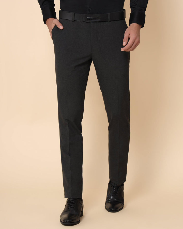 Slim Fit B-91 Formal Charcoal Solid Trouser - Travis