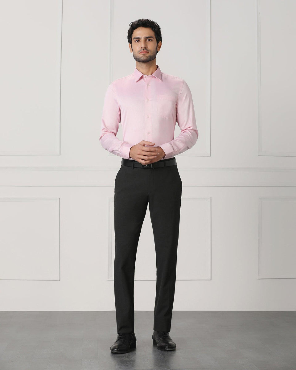 Men's Charcoal Solid Formal Trousers