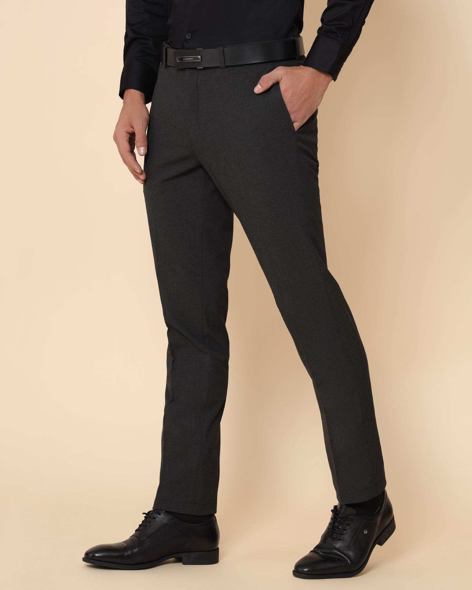 Slim Fit B-91 Formal Charcoal Solid Trouser - Travis