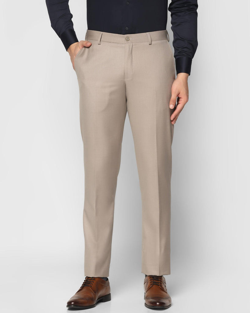 Slim Comfort B-95 Formal Khaki Solid Trouser - Seam