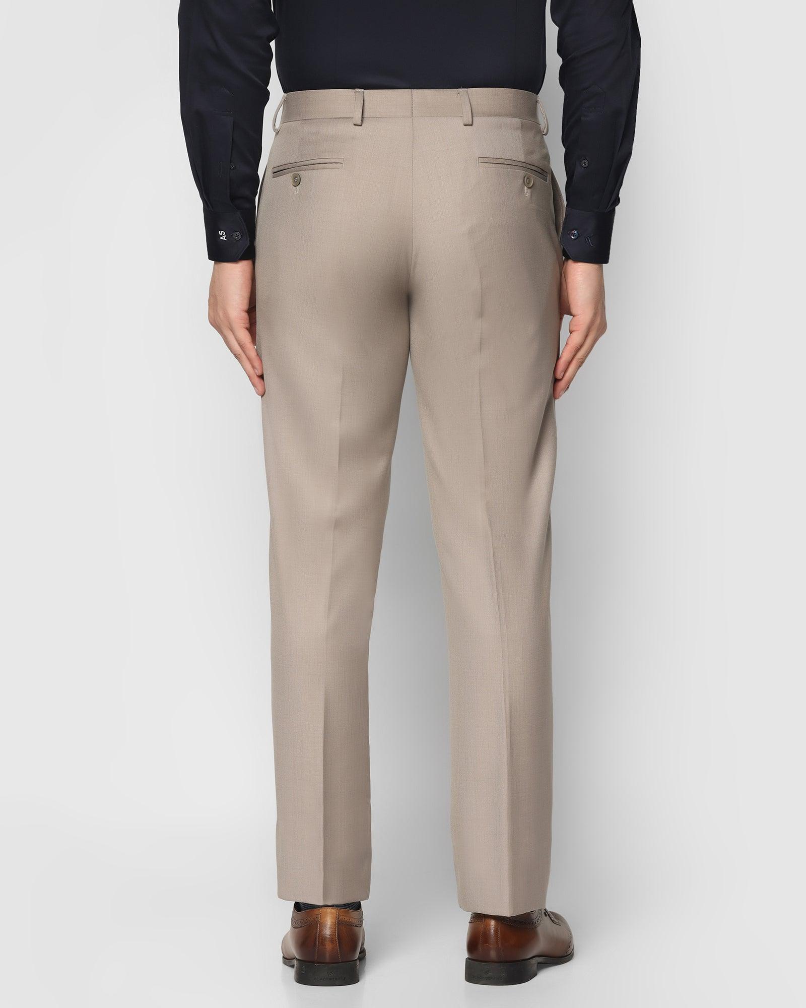 Slim Fit B-91 Formal Beige Textured Trouser - Cairon