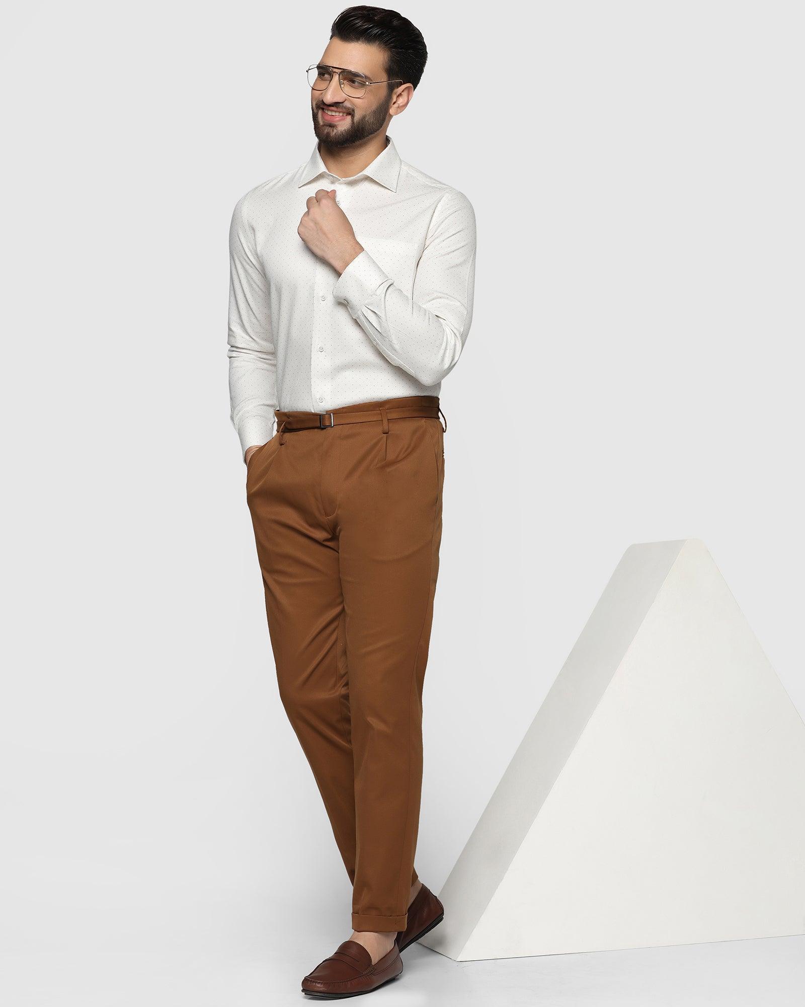 Formal Trouser: Browse Men Dark Brown Cotton Blend Formal Trouser on Cliths