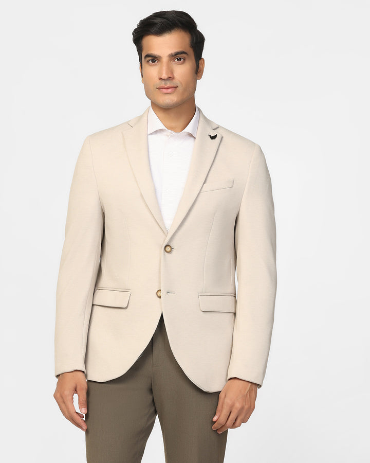 Formal Beige Textured Blazer - Dylan