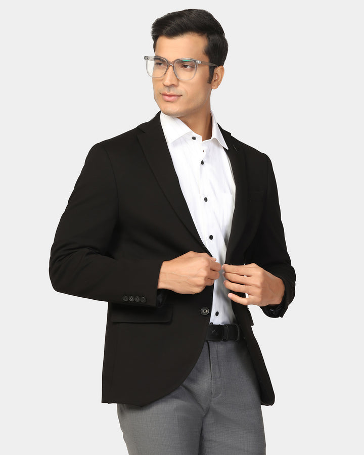 Formal Black Textured Blazer - Dylan