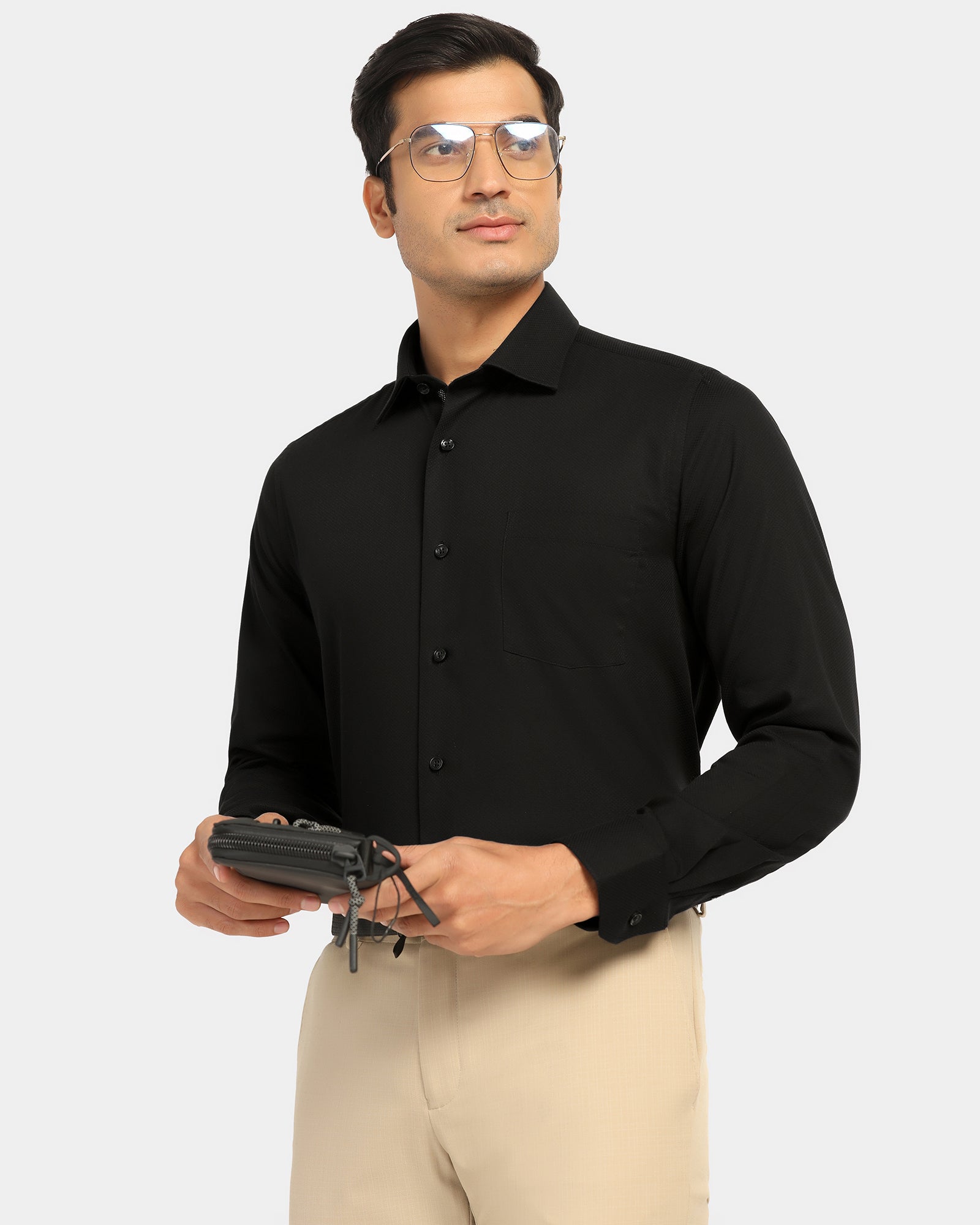 Formal Black Textured Shirt - Noir