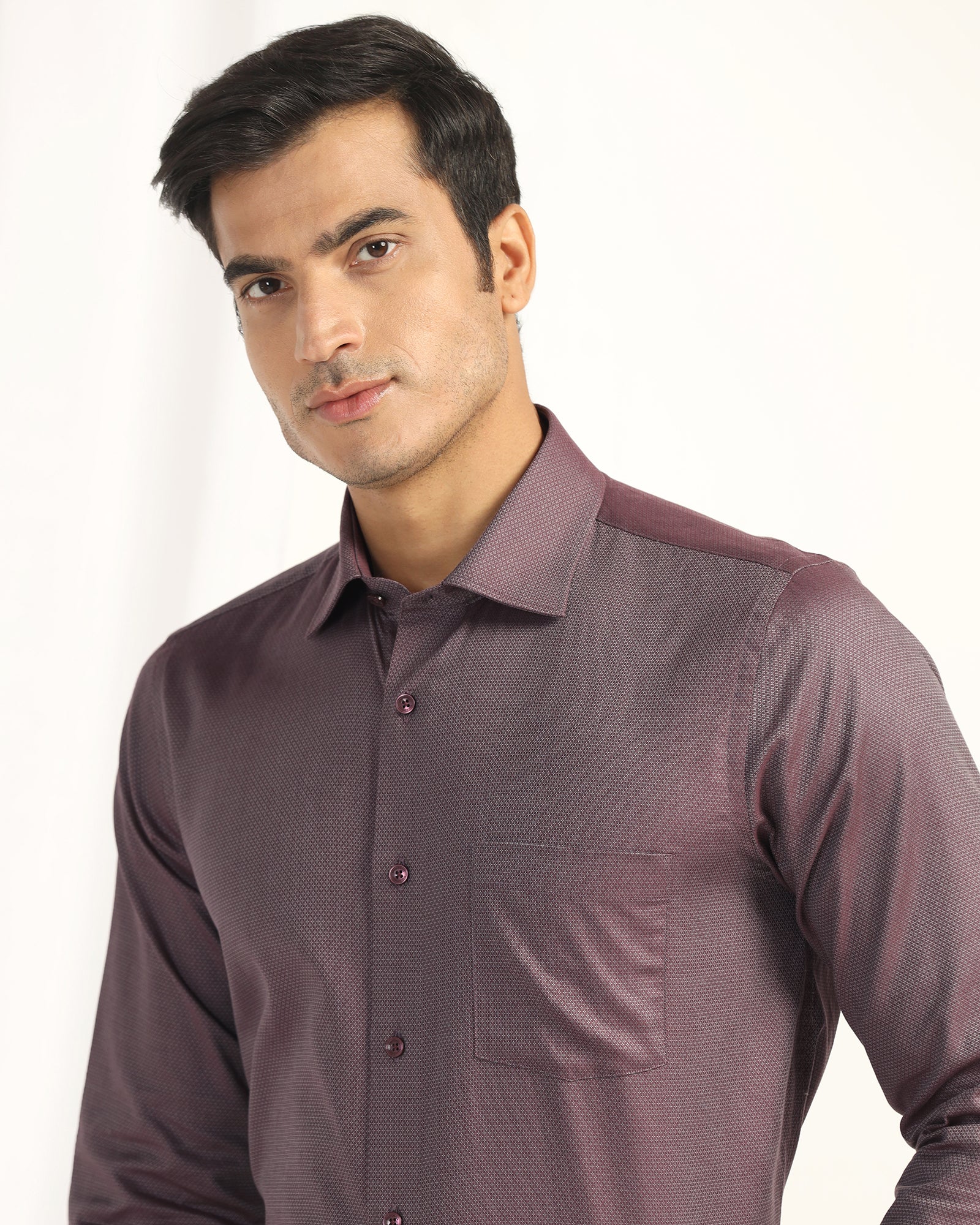 Formal Plum Textured Shirt - Punch