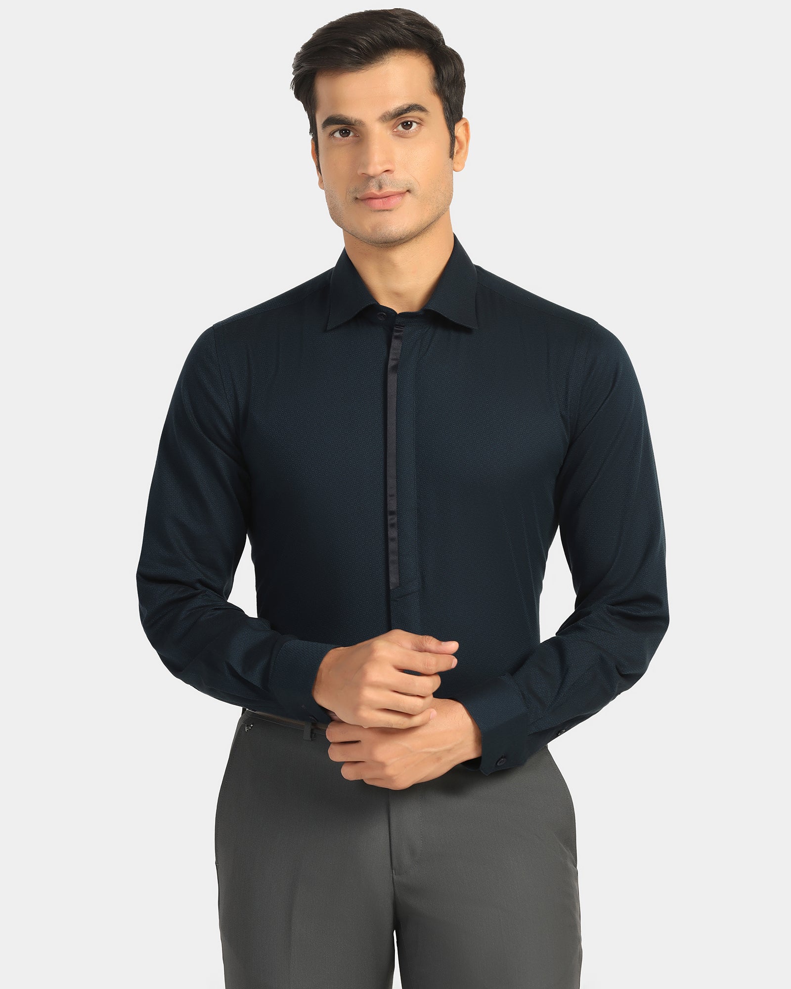 Formal Teal Textured Shirt - Brake