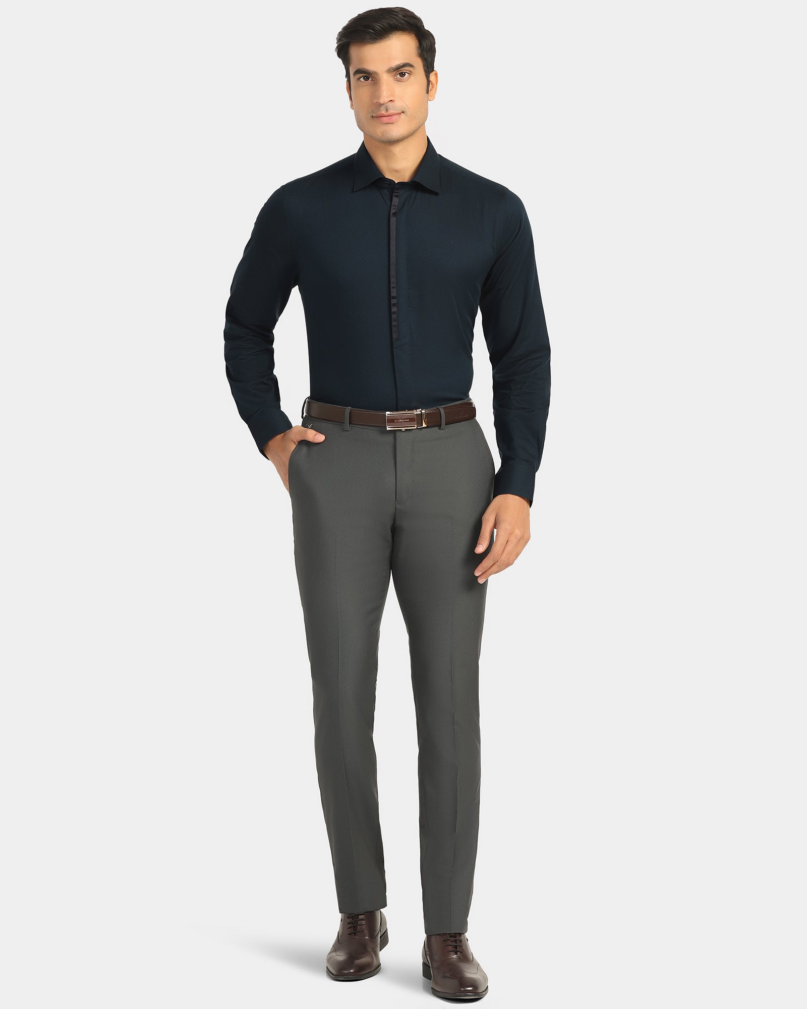 Formal Teal Textured Shirt - Brake