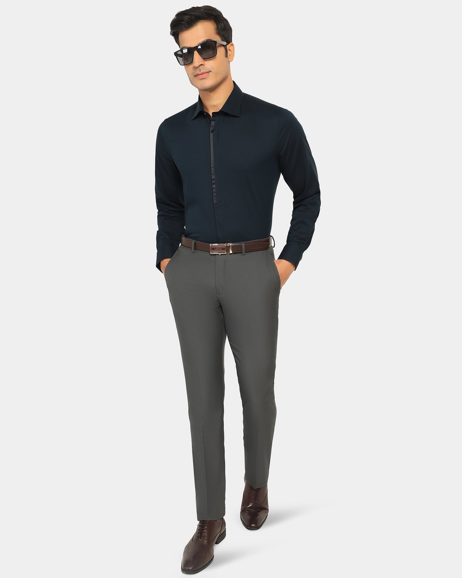 Formal Teal Textured Shirt - Brake