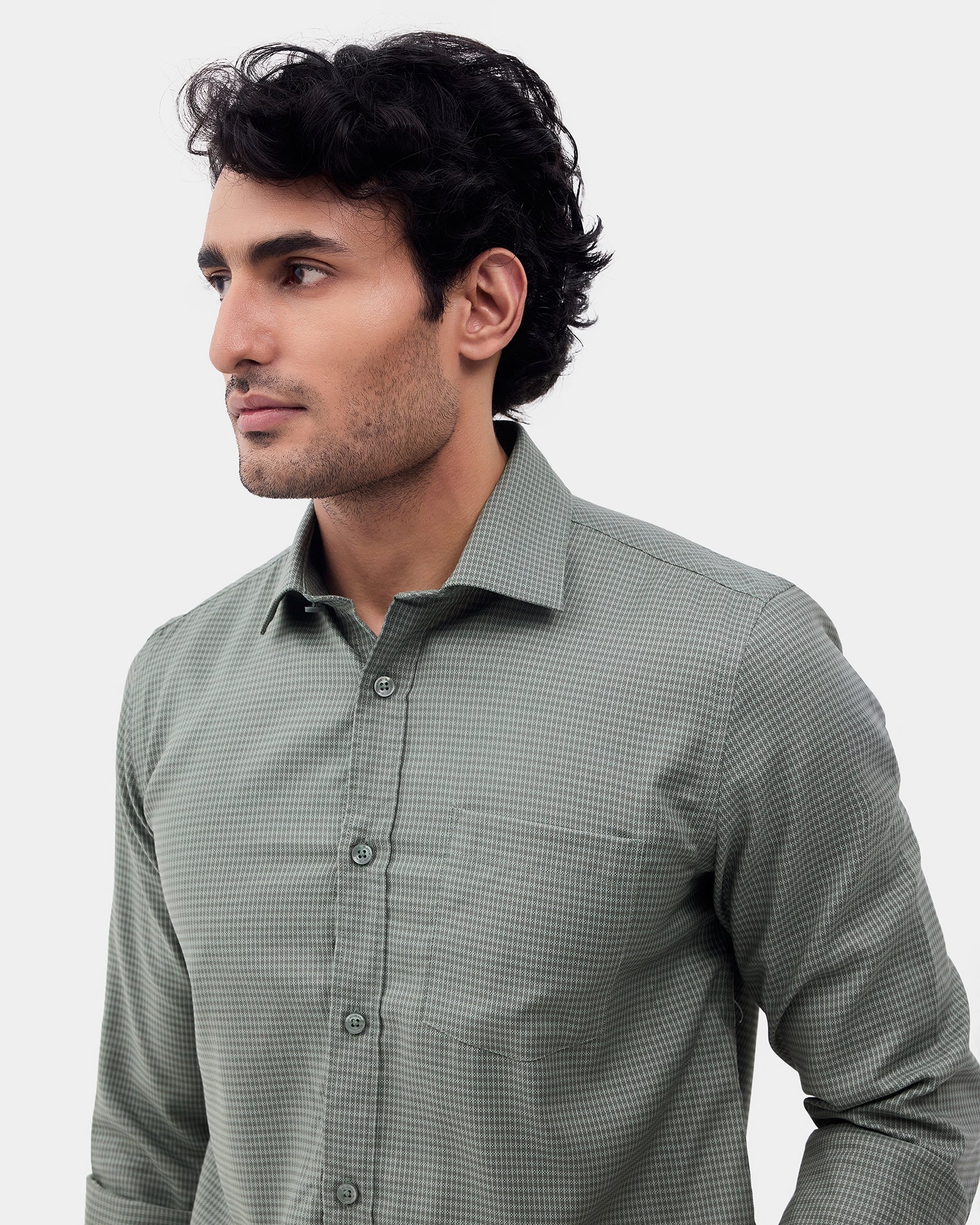 Green Textured Shirt - Rivon
