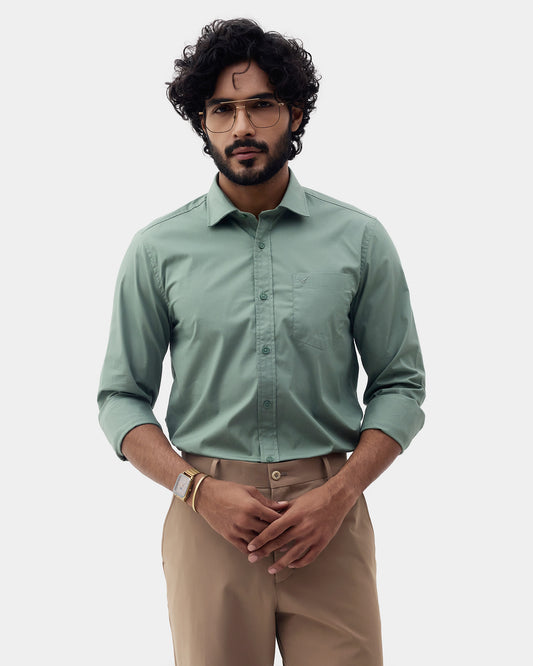 Green Solid Shirt - Lujo