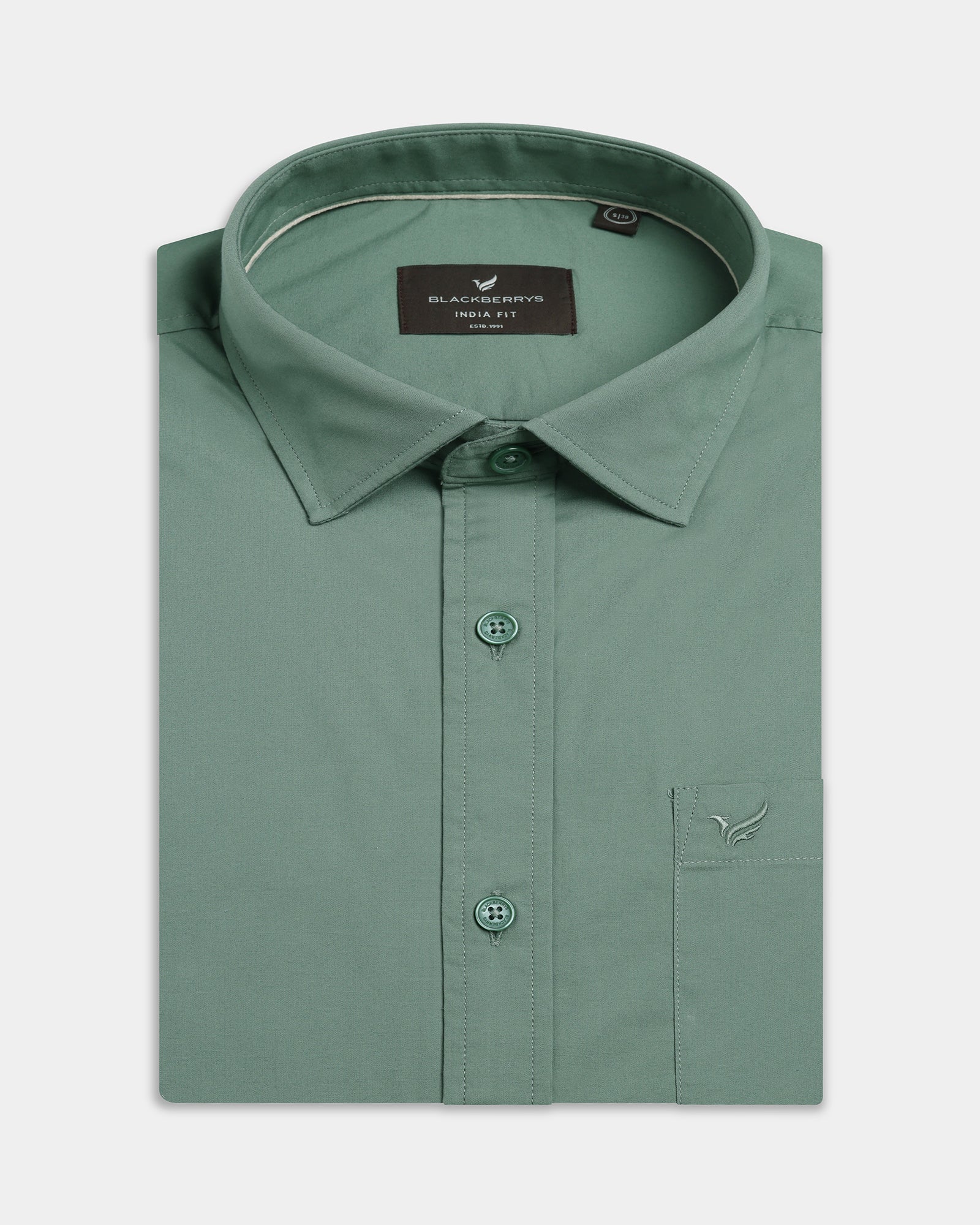 Green Solid Shirt - Lujo
