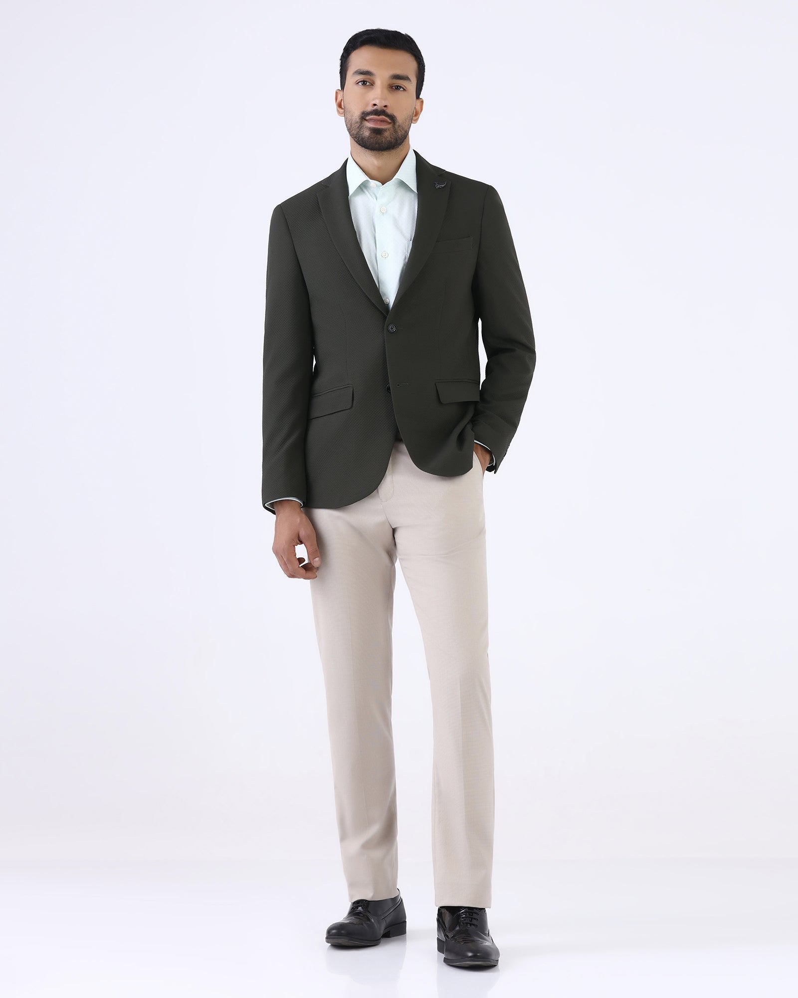 Green Textured Blazer - Cano