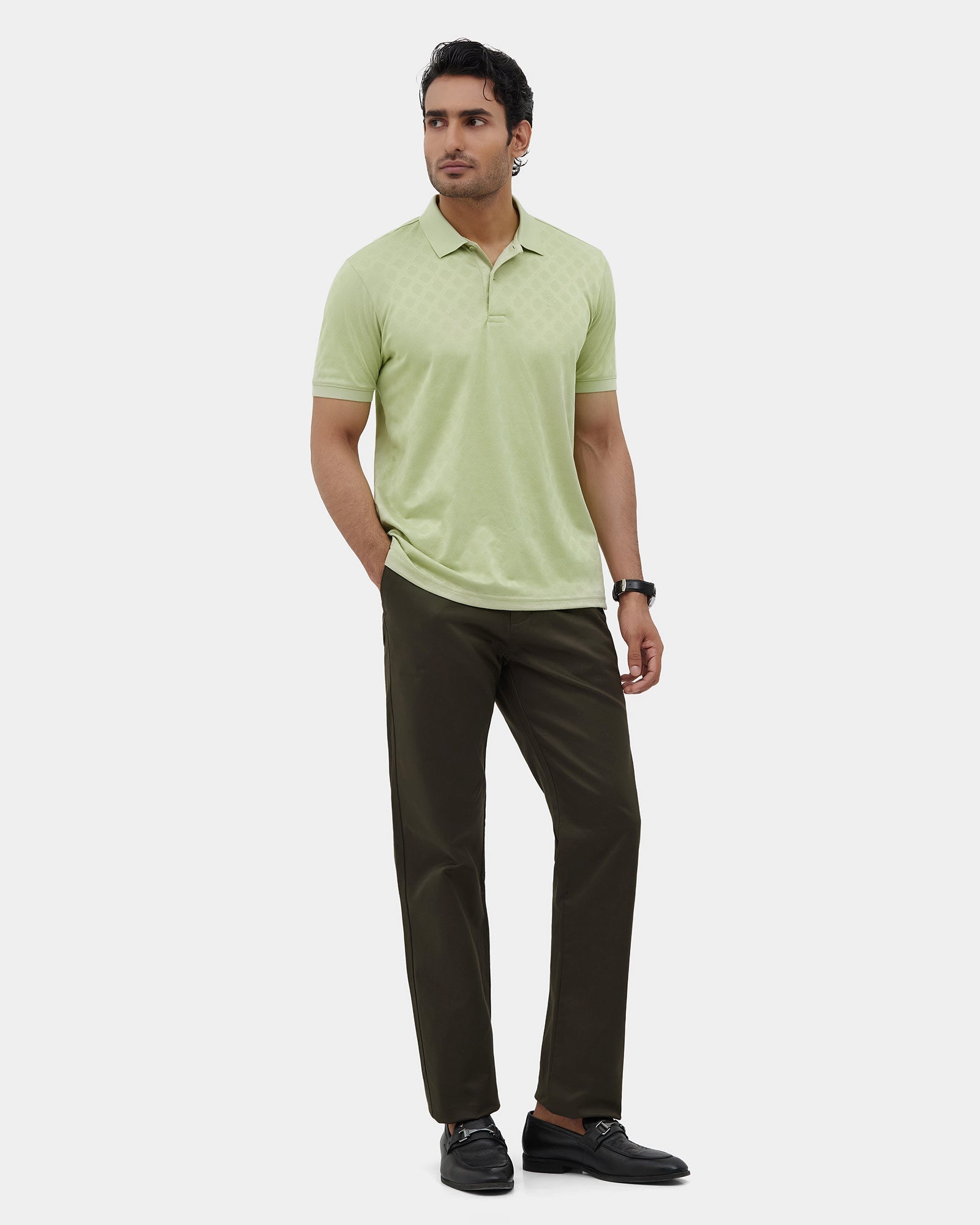 Green Textured Polo - Cho