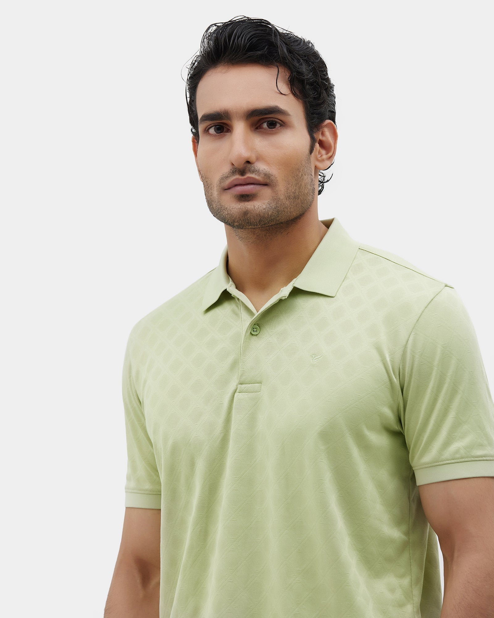 Green Textured Polo - Cho