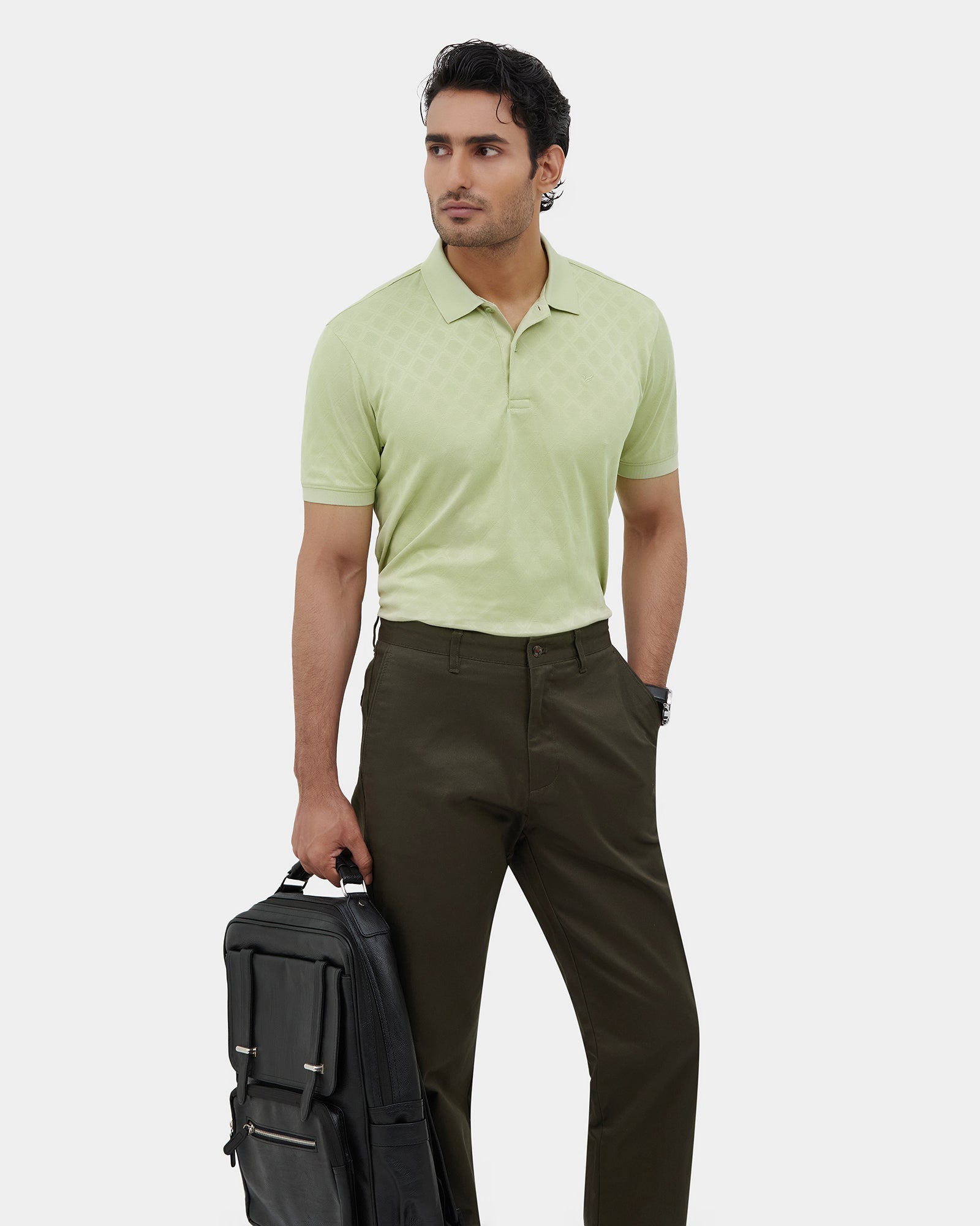 Green Textured Polo - Cho