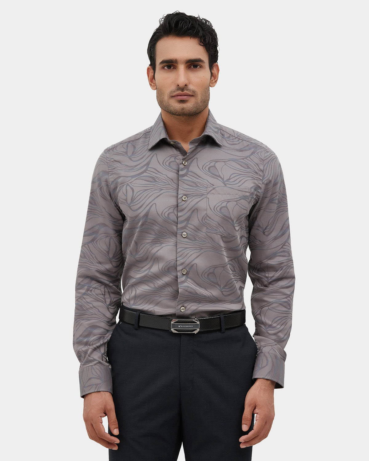 Grey Jacquard Shirt - Hexton
