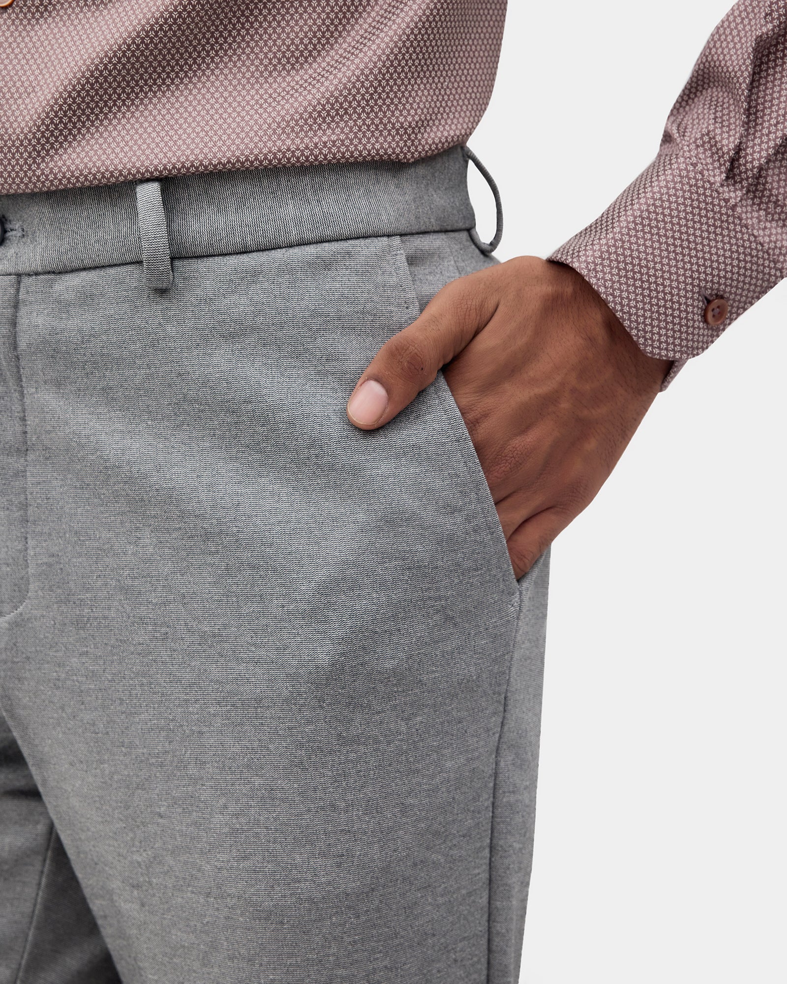 Grey Melange Solid Formal Trouser - Bruce