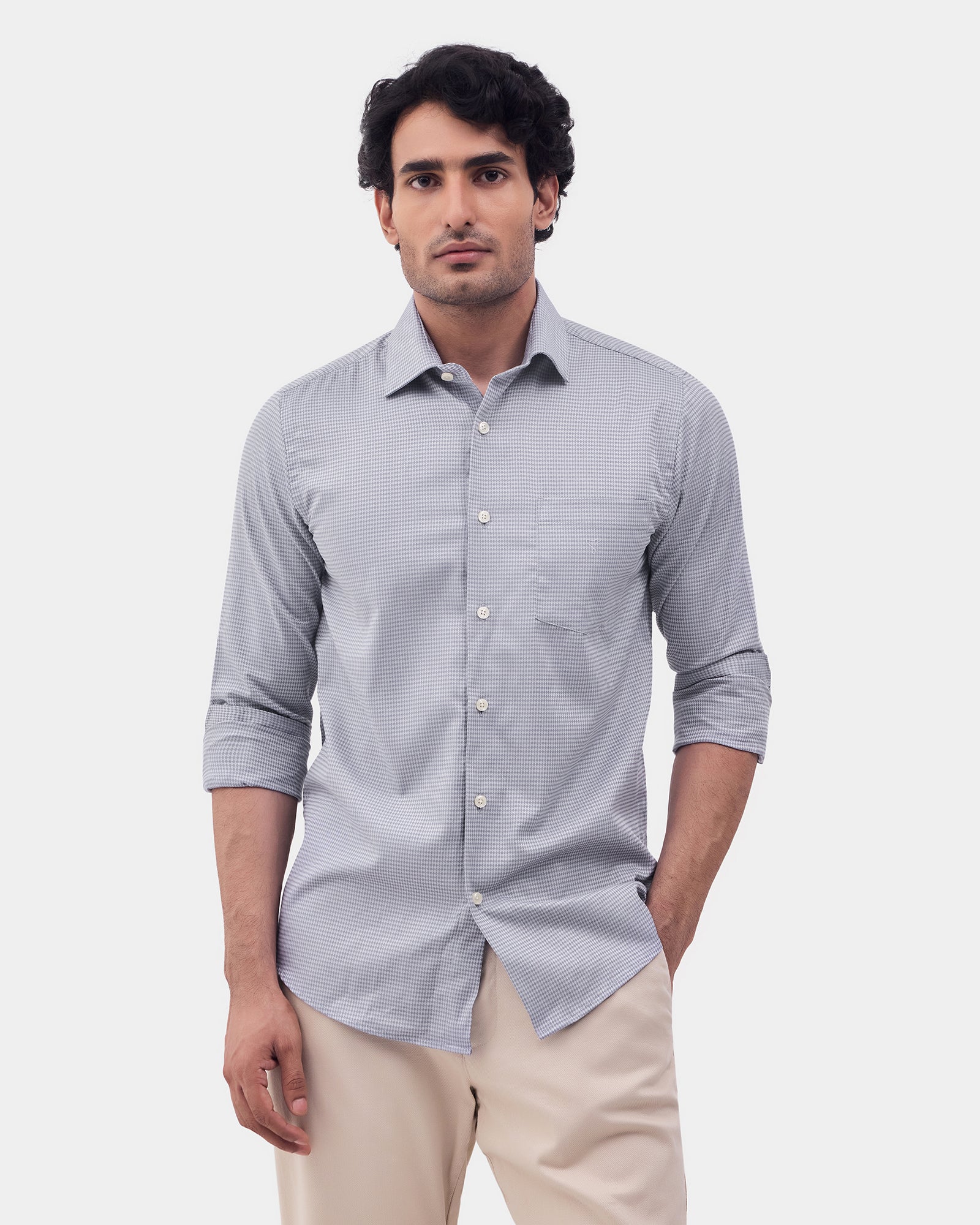 Grey Textured Shirt - Expression