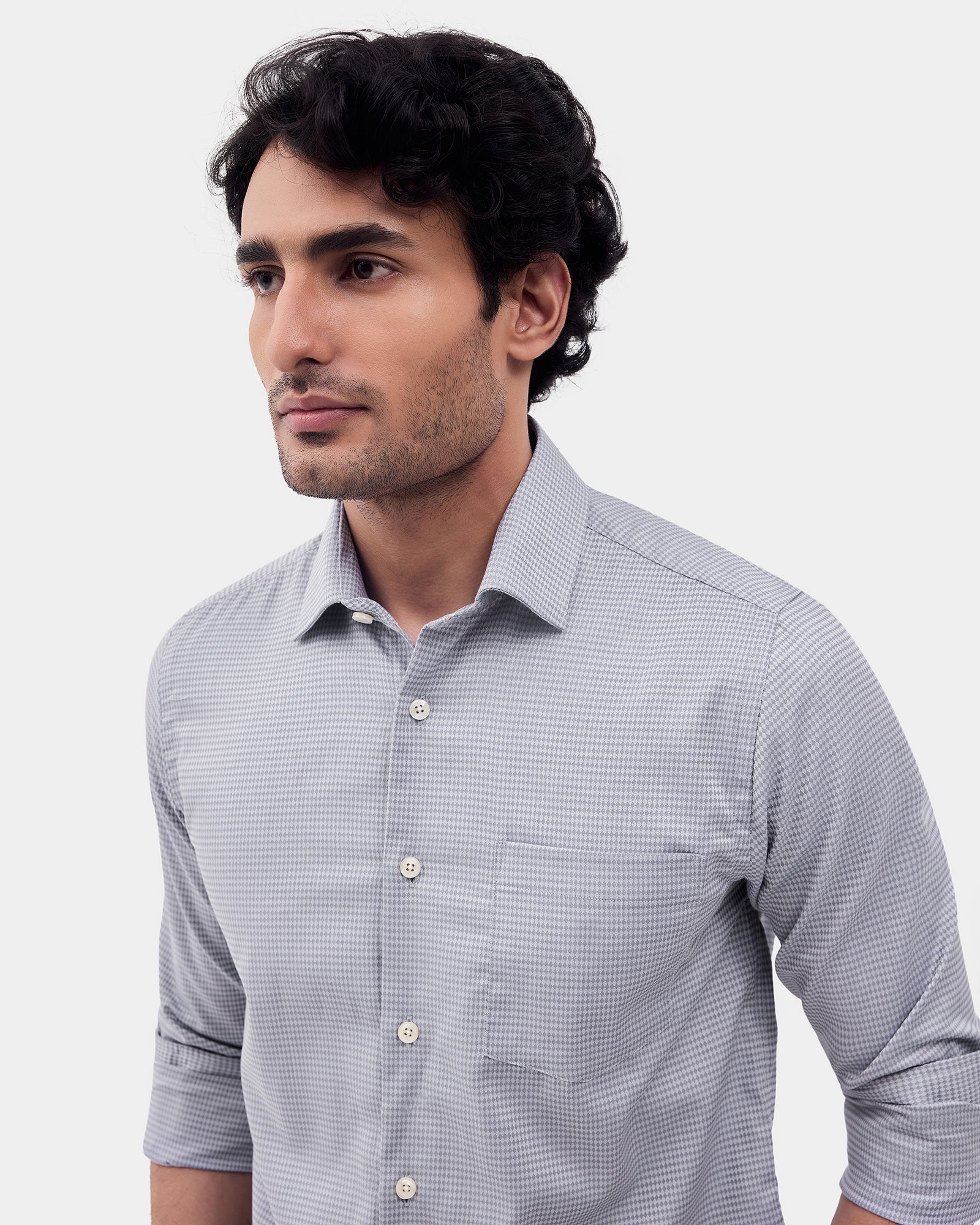 Grey Textured Shirt - Expression