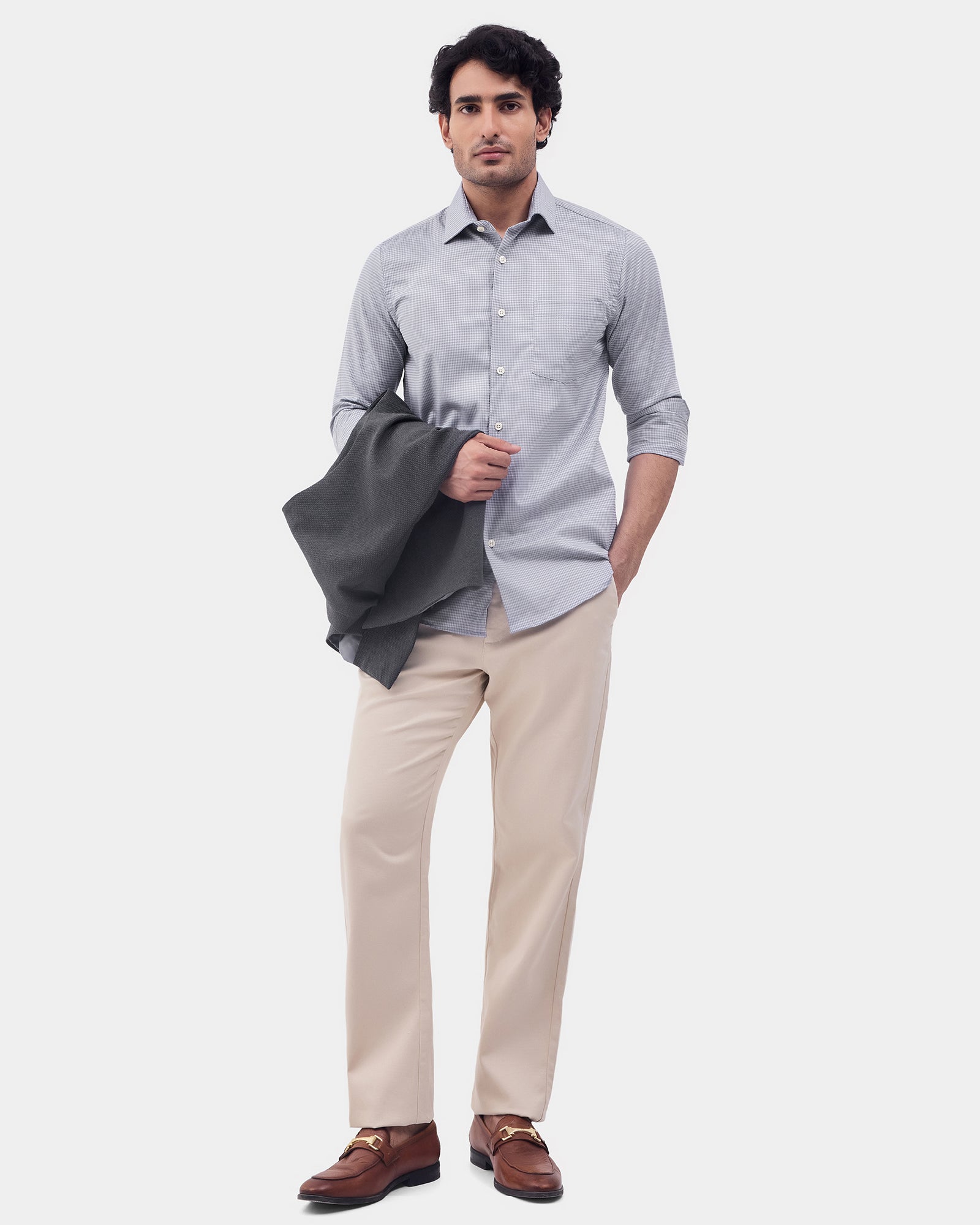 Grey Textured Shirt - Expression