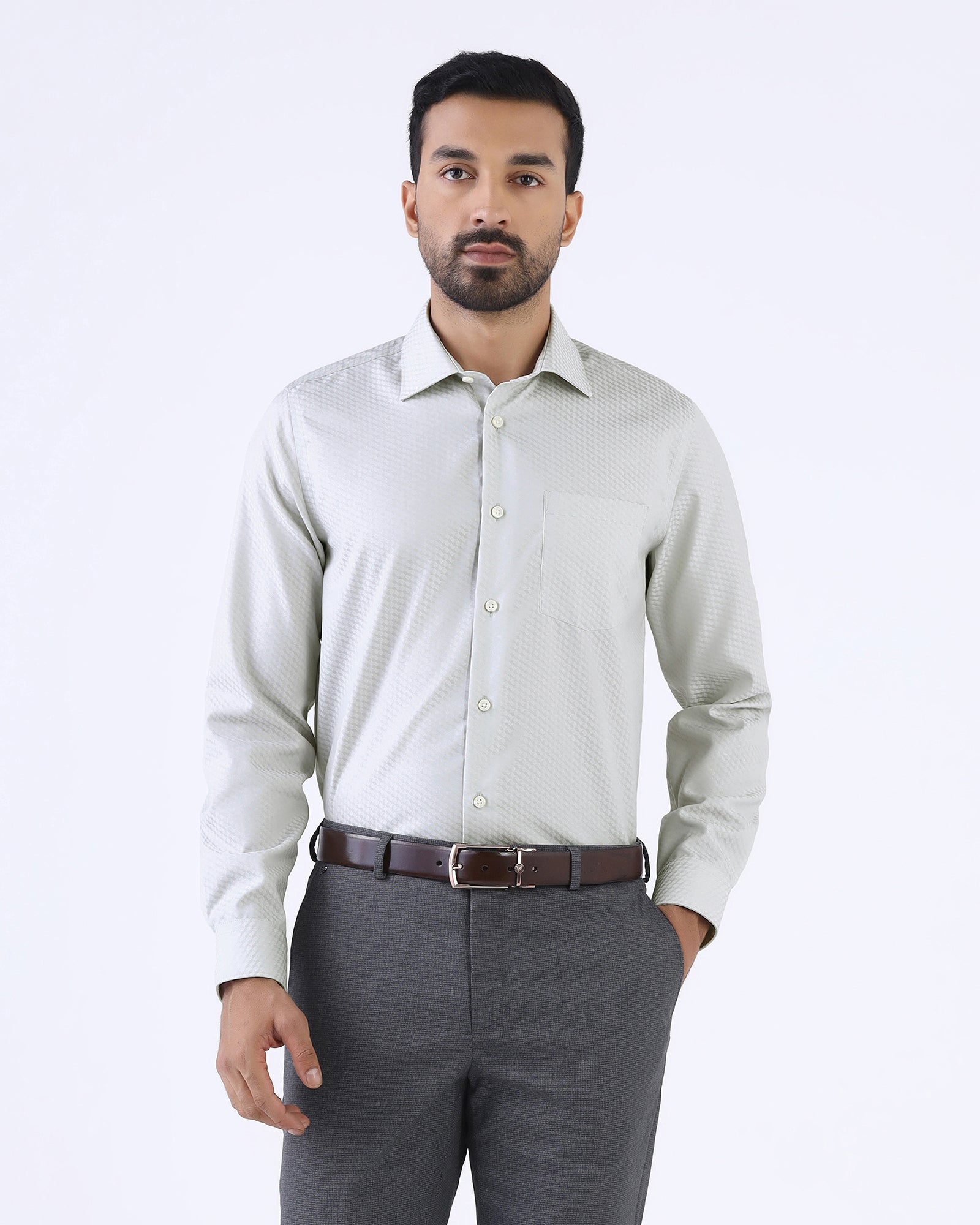 Grey Non Iron Textured Shirt - Esme