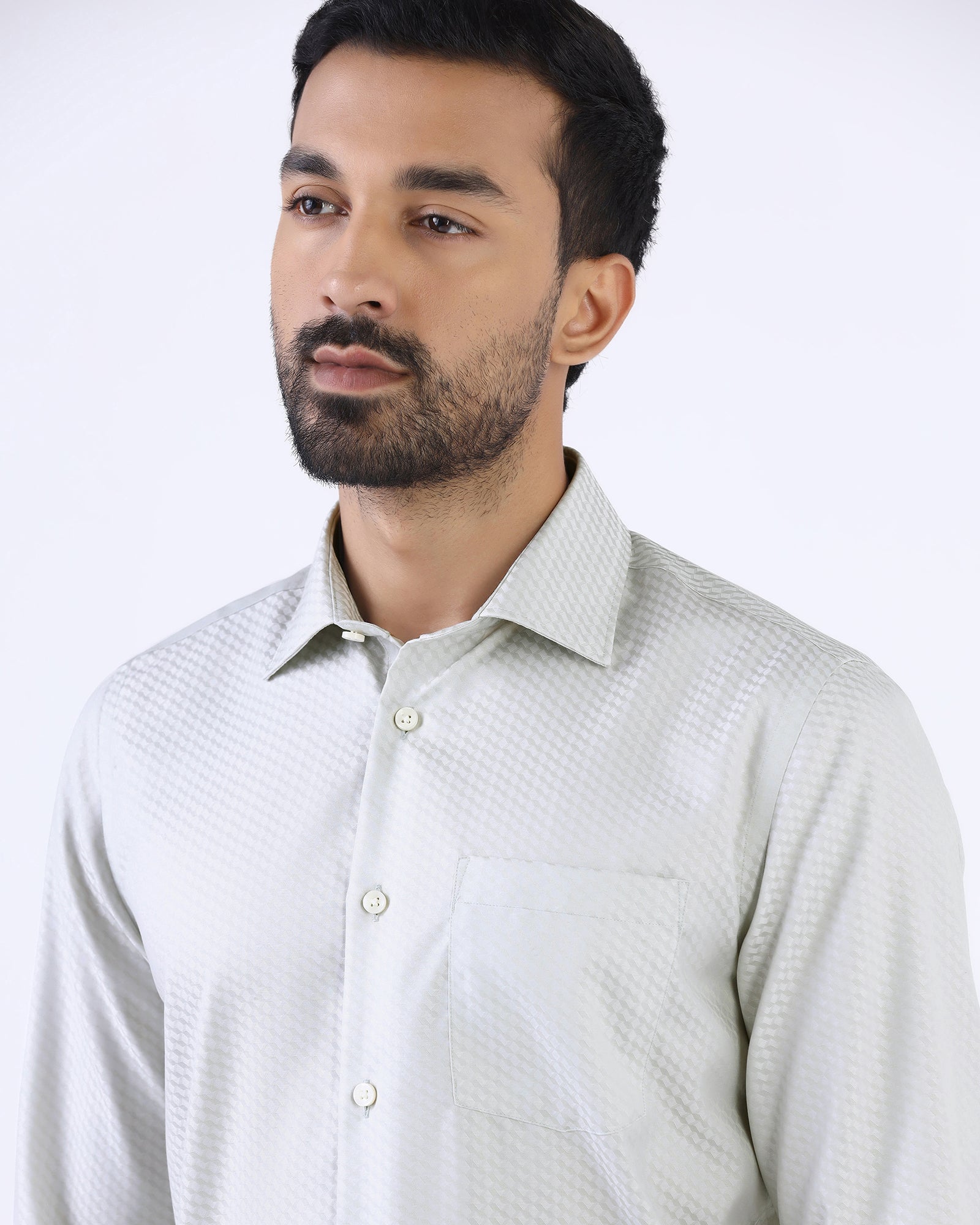 Grey Non Iron Textured Shirt - Esme