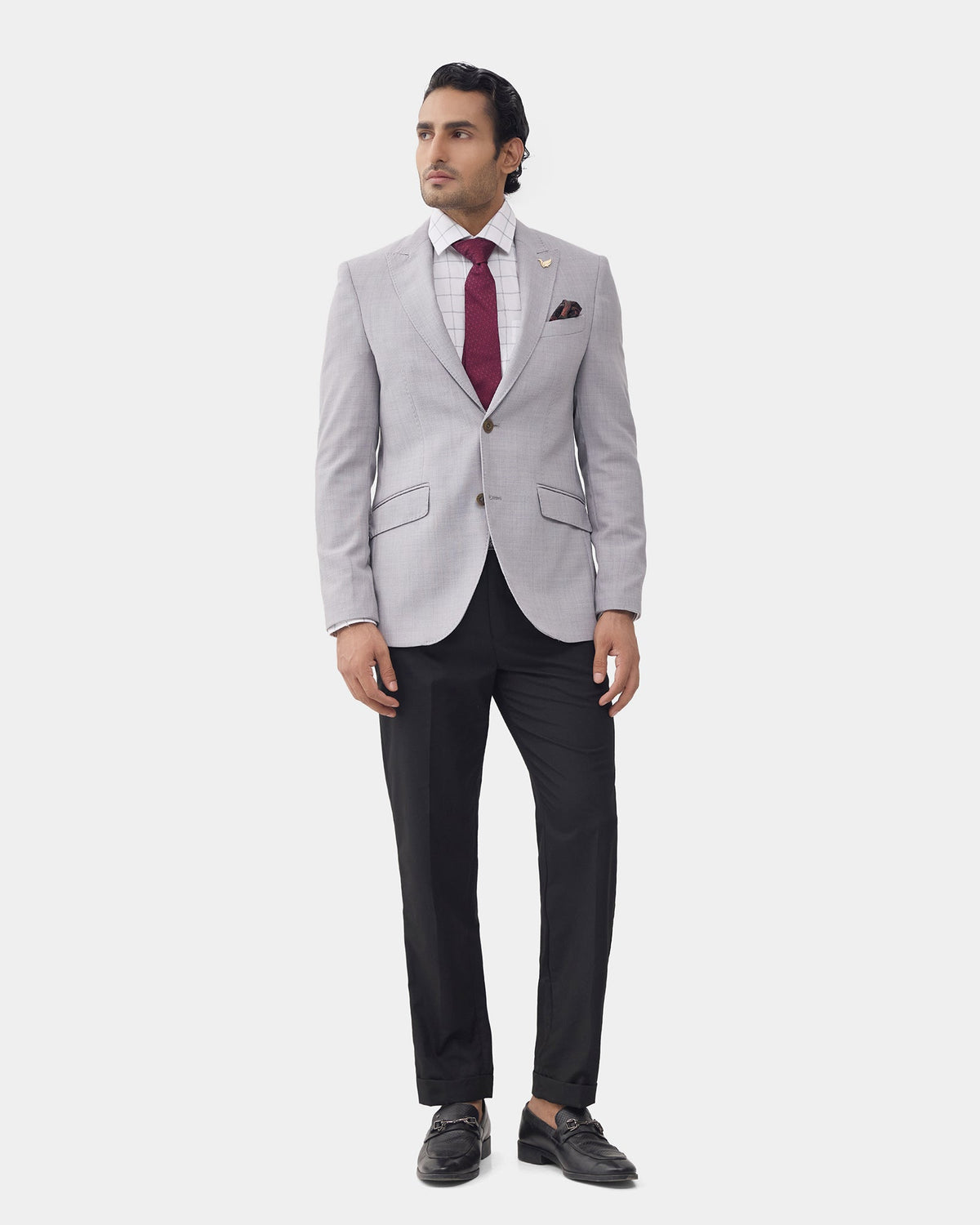 Grey Solid Blazer - Sobo