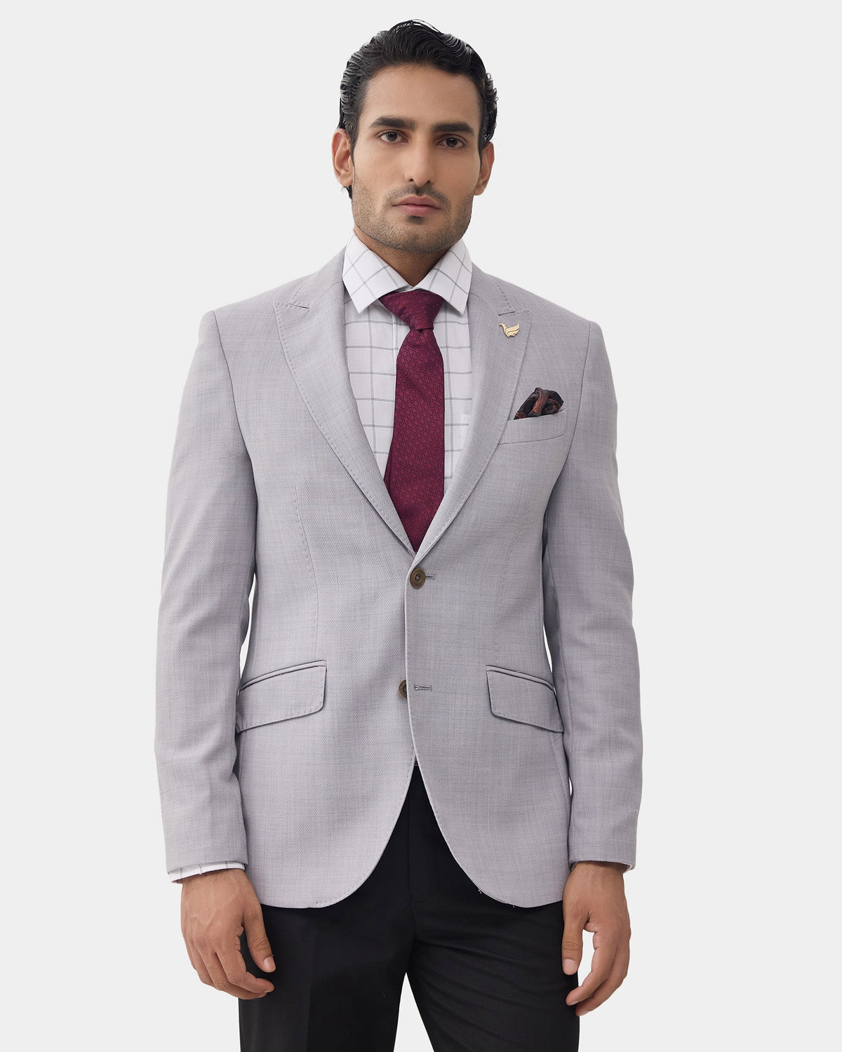 Grey Solid Blazer - Sobo