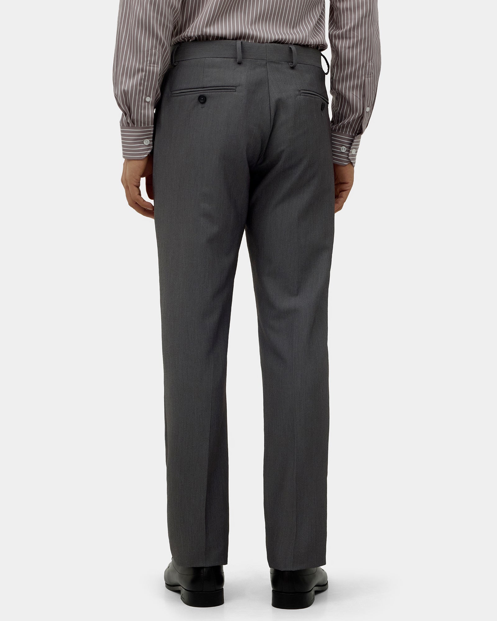 Grey Solid Trouser - Claret