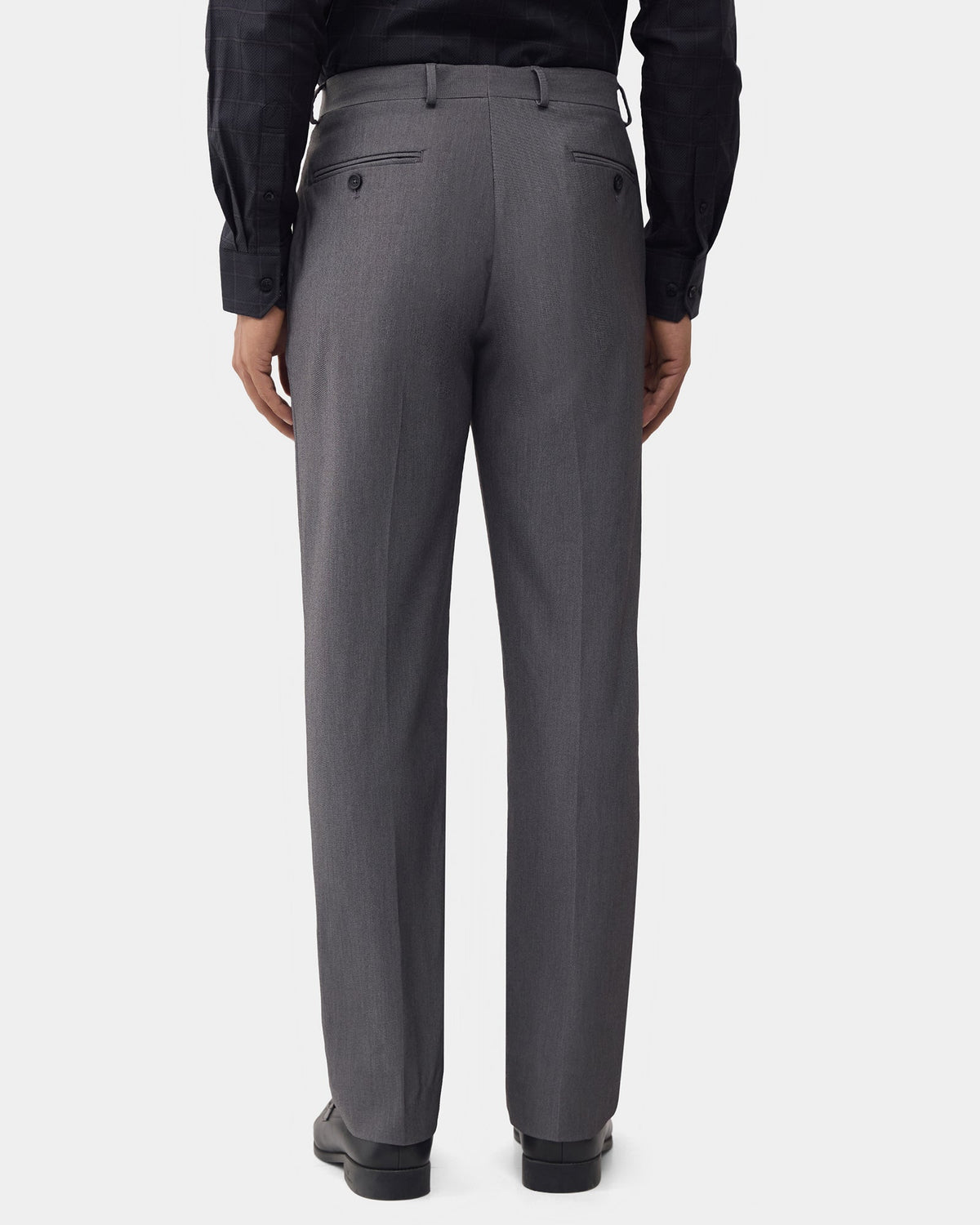 Grey Solid Trouser - Claret