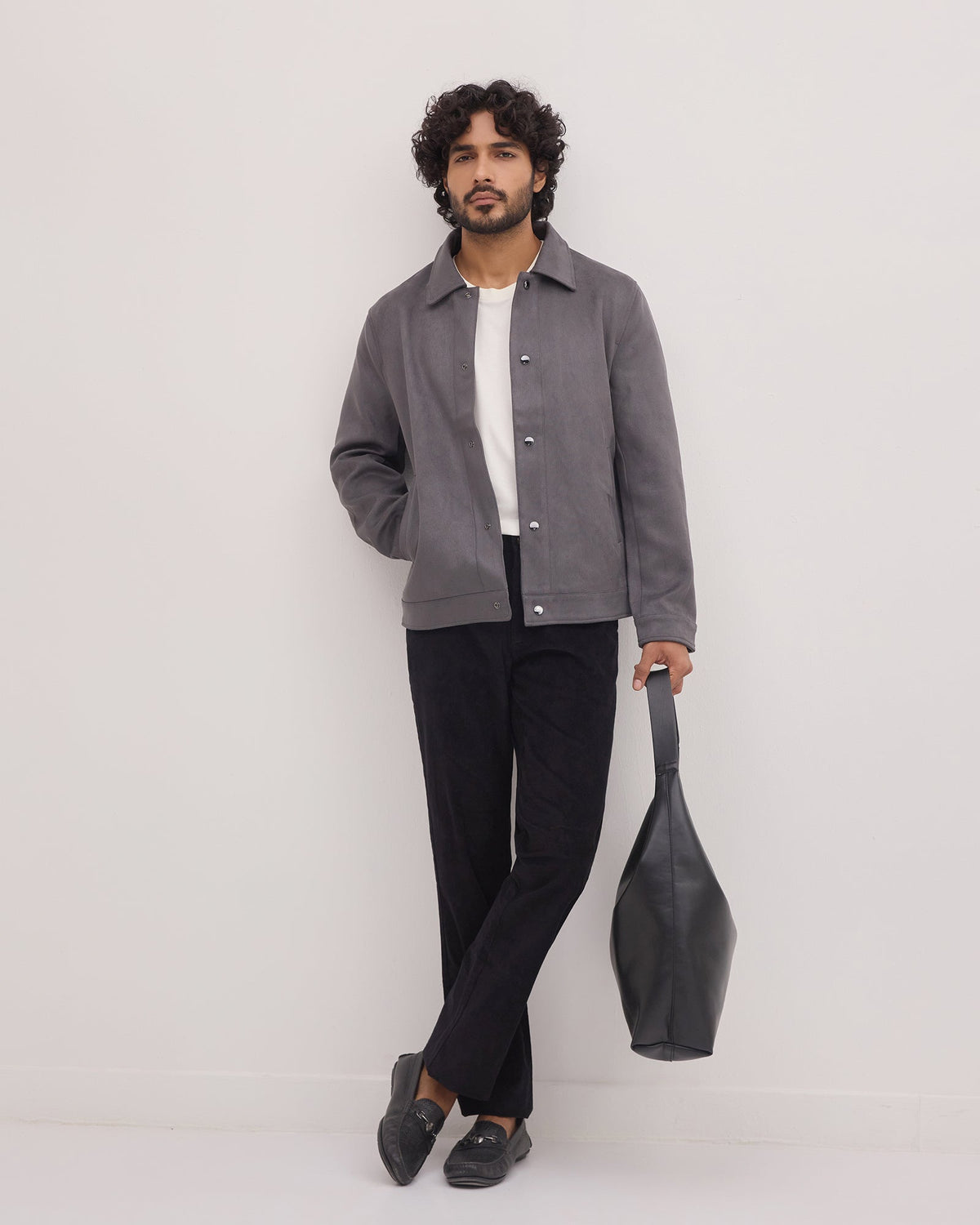 Grey Solid Zipper Jacket - Wysher