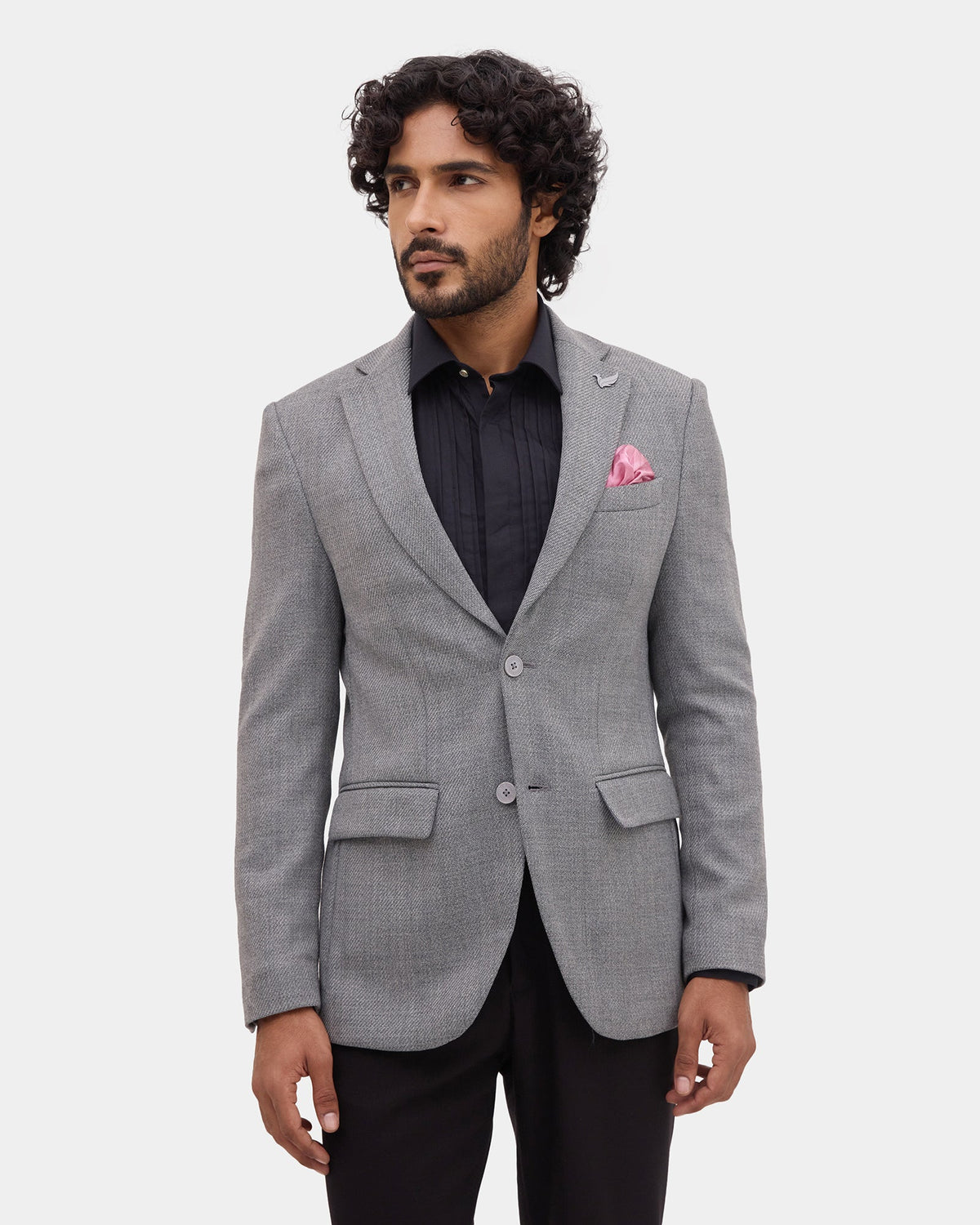 Grey Textured Blazer - Thatcher