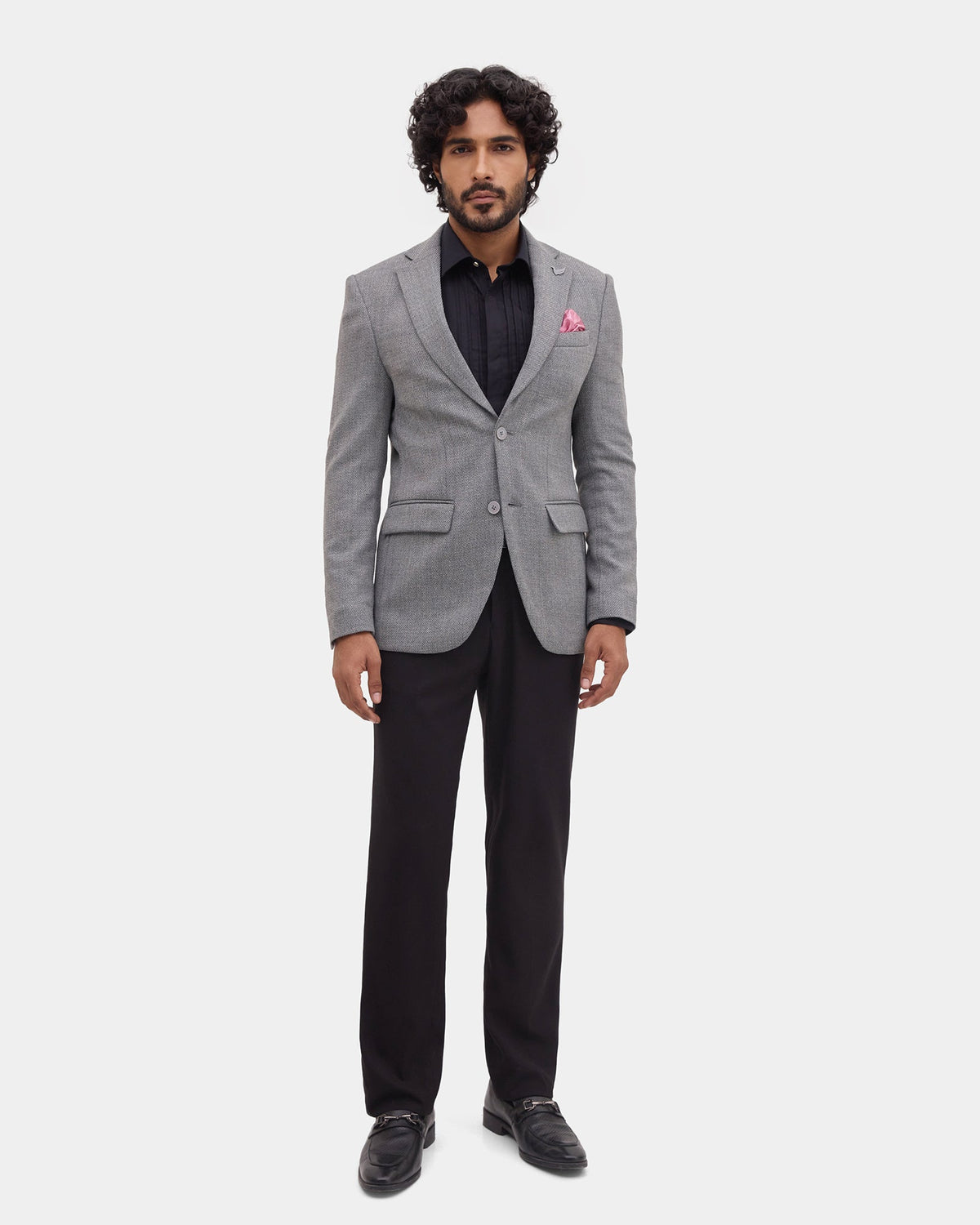 Grey Textured Blazer - Thatcher