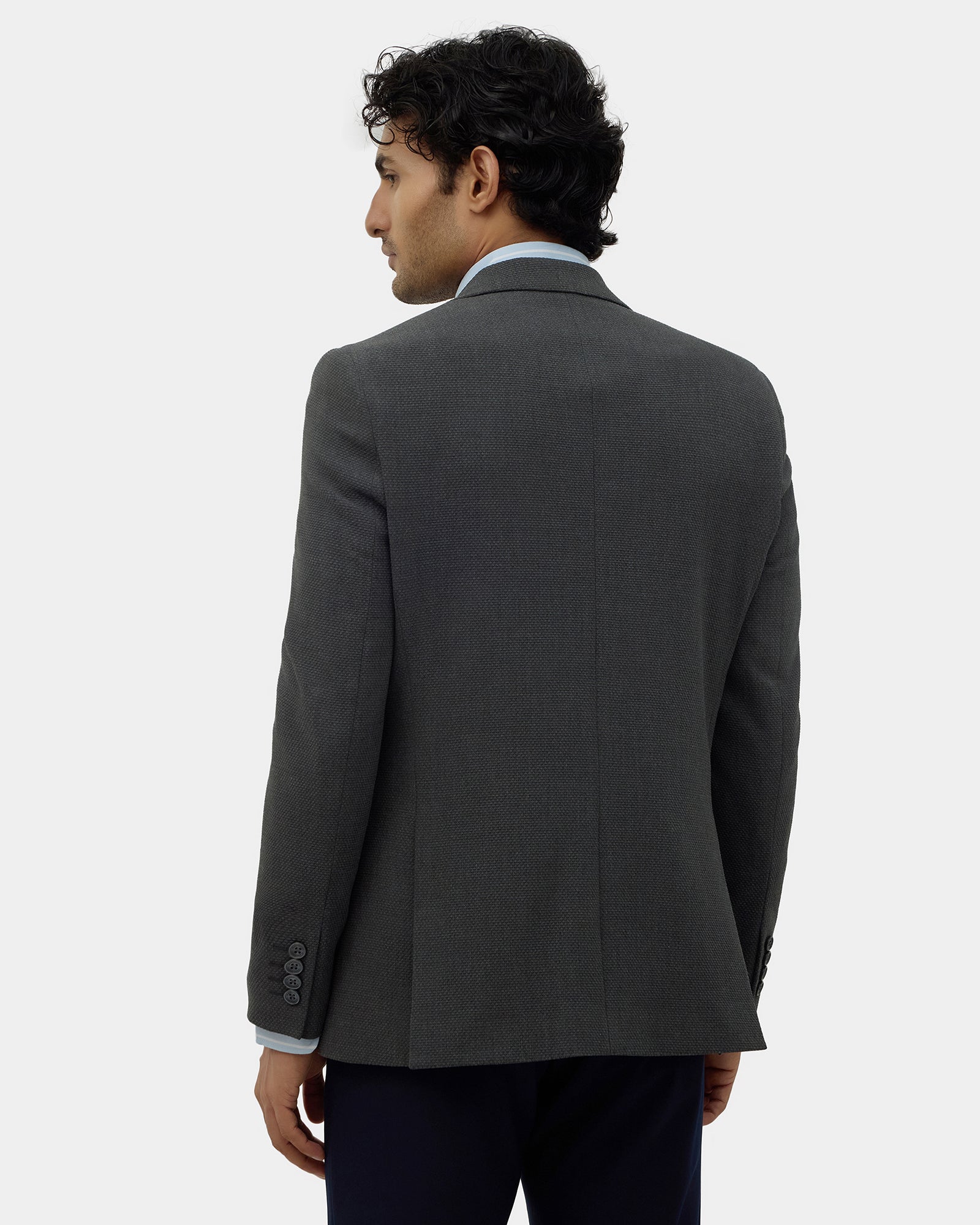 Grey Textured Blazer - Lucan