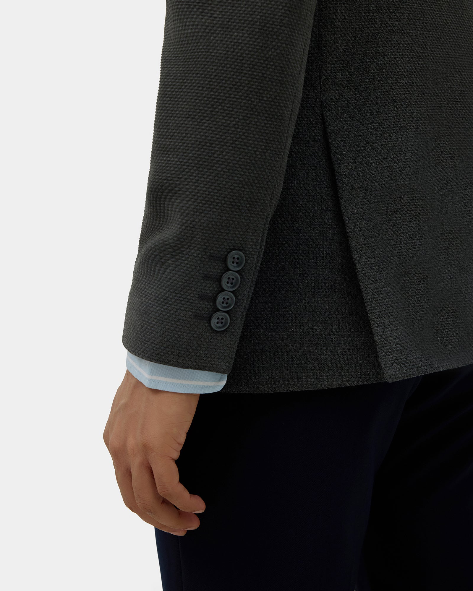 Grey Textured Blazer - Lucan