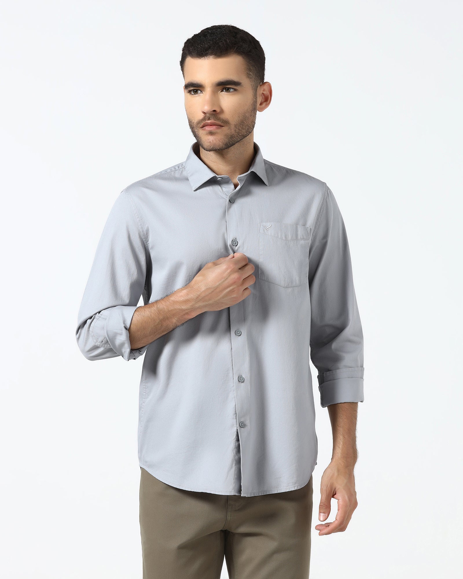 Grey Textured Shirt - Nuvan