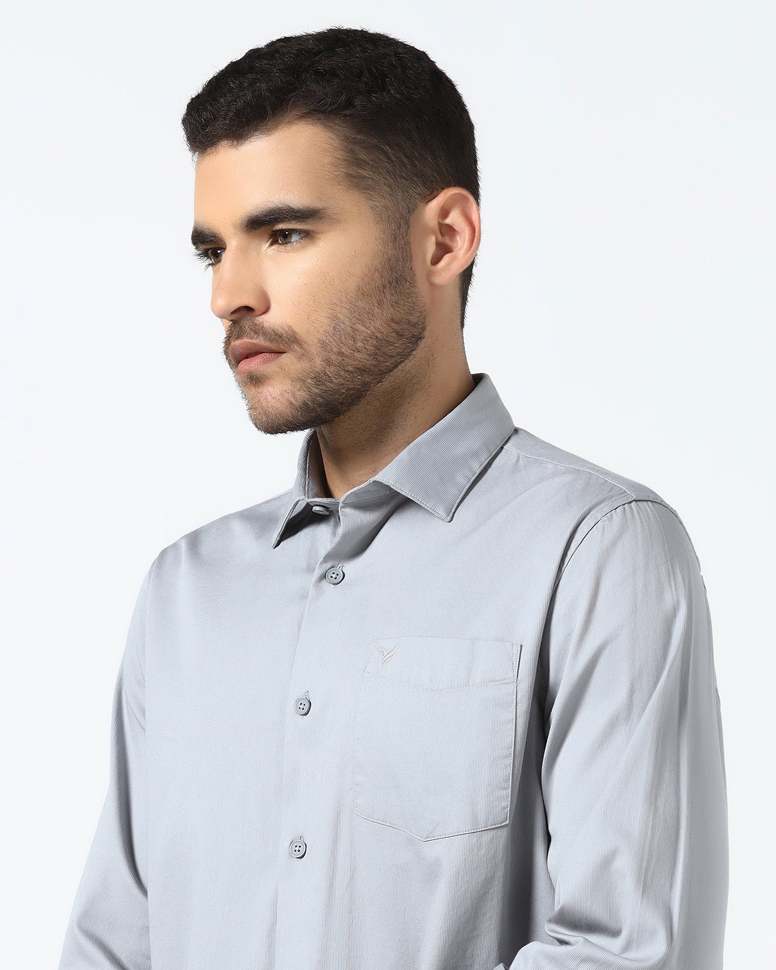 Grey Textured Shirt - Nuvan