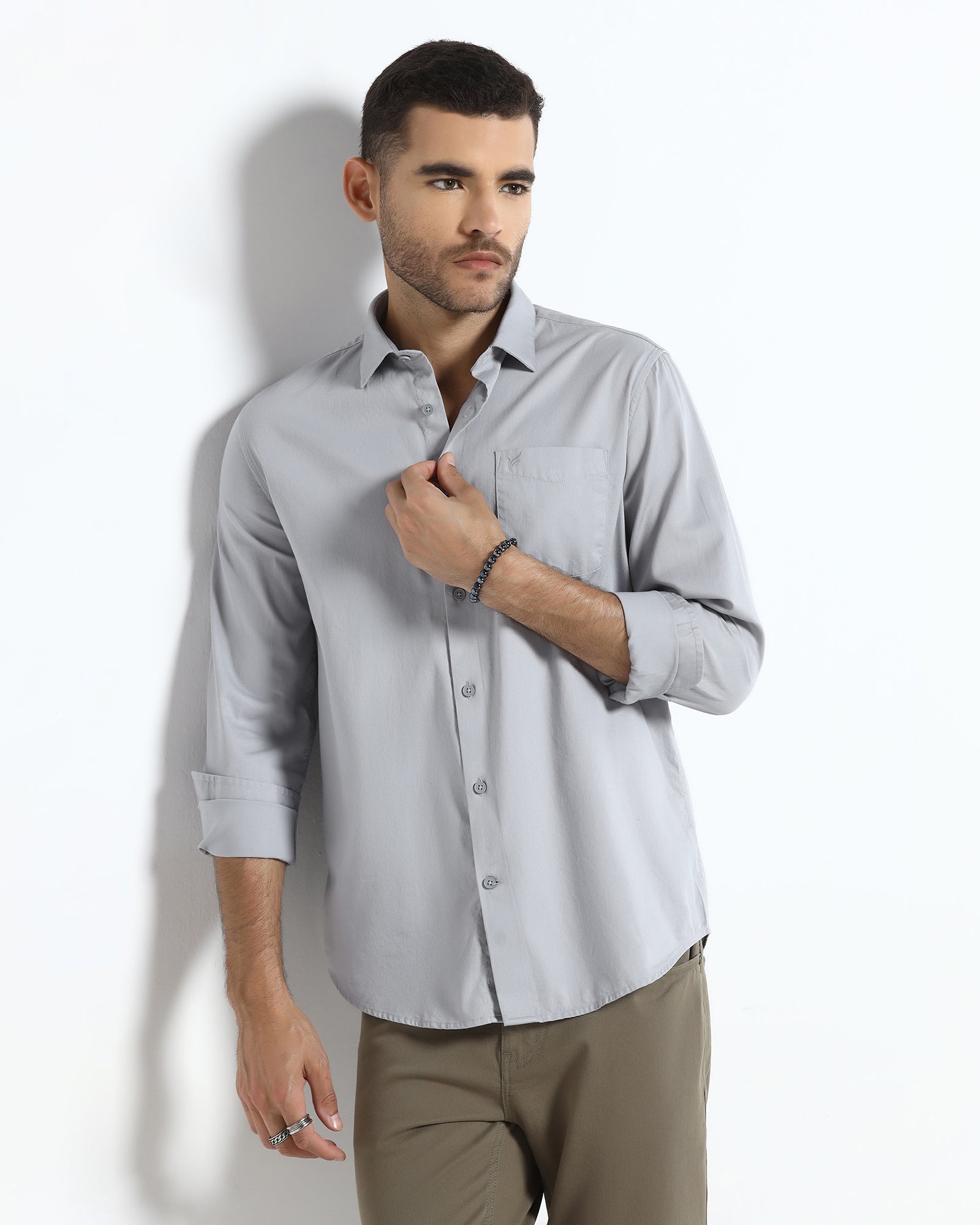 Grey Textured Shirt - Nuvan