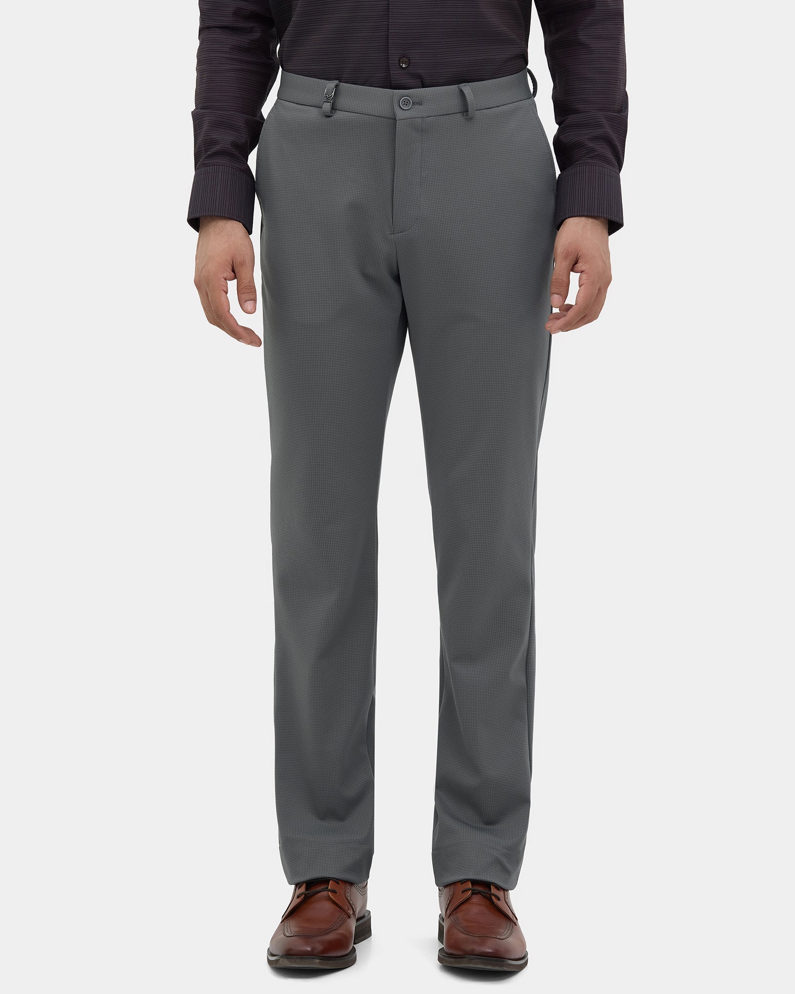 Grey Textured Trouser - Wellington