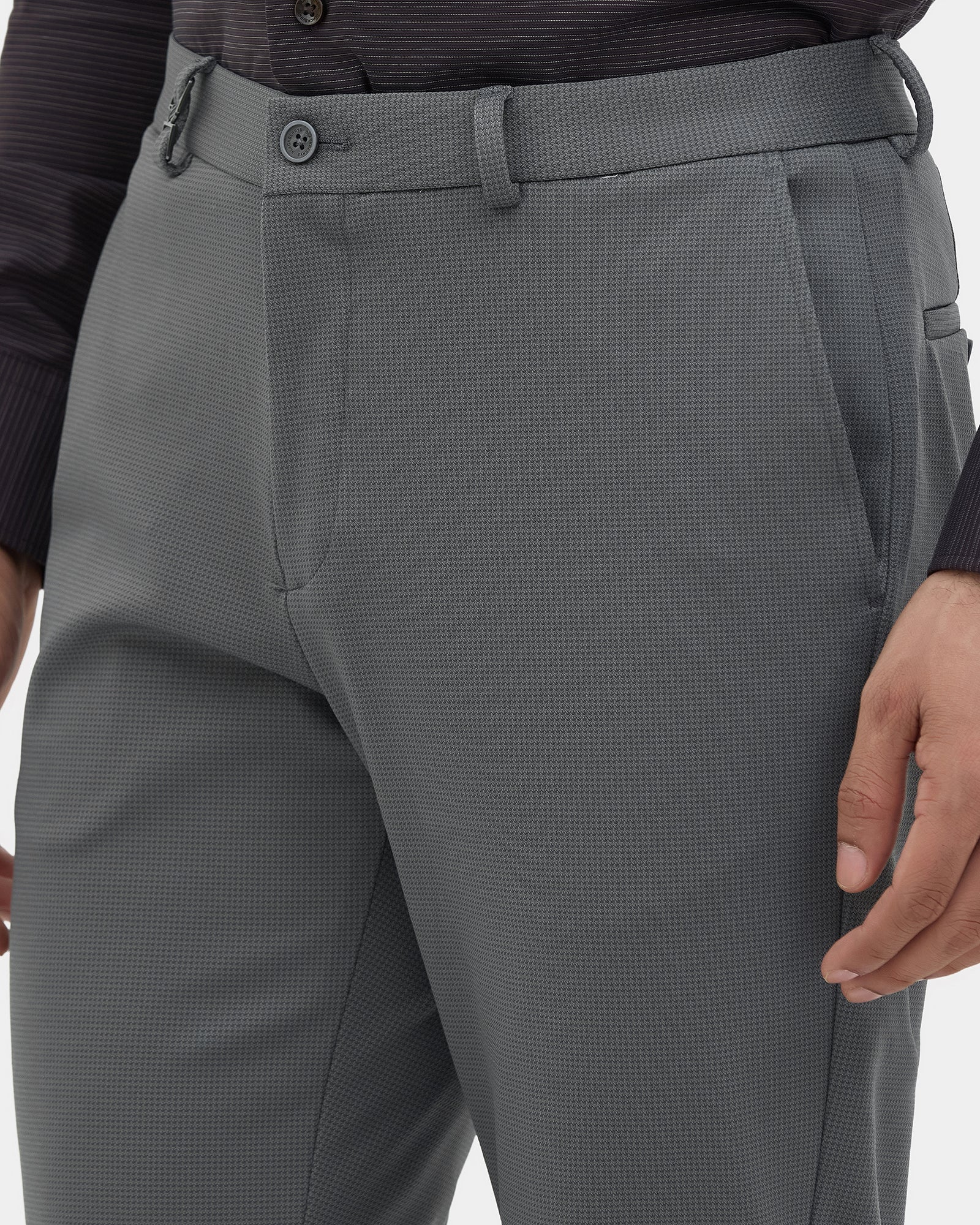 Grey Textured Trouser - Wellington