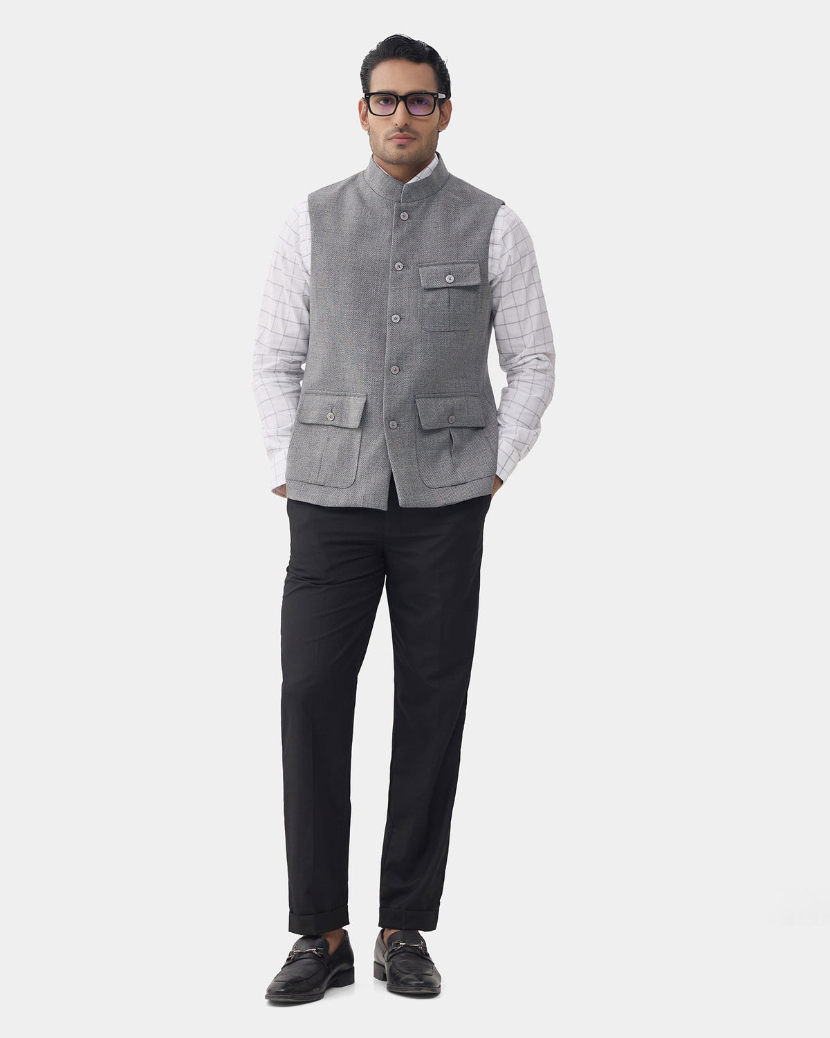 Grey Textured Waistcoat - Scholar