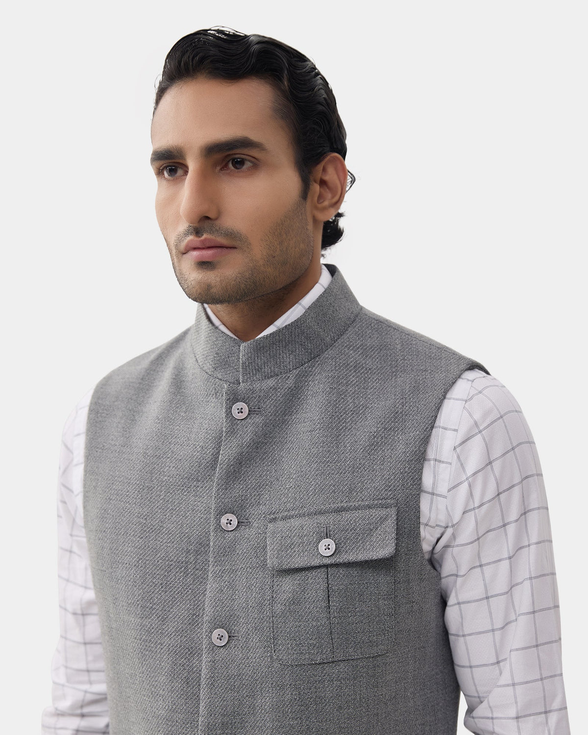 Grey Textured Waistcoat - Scholar